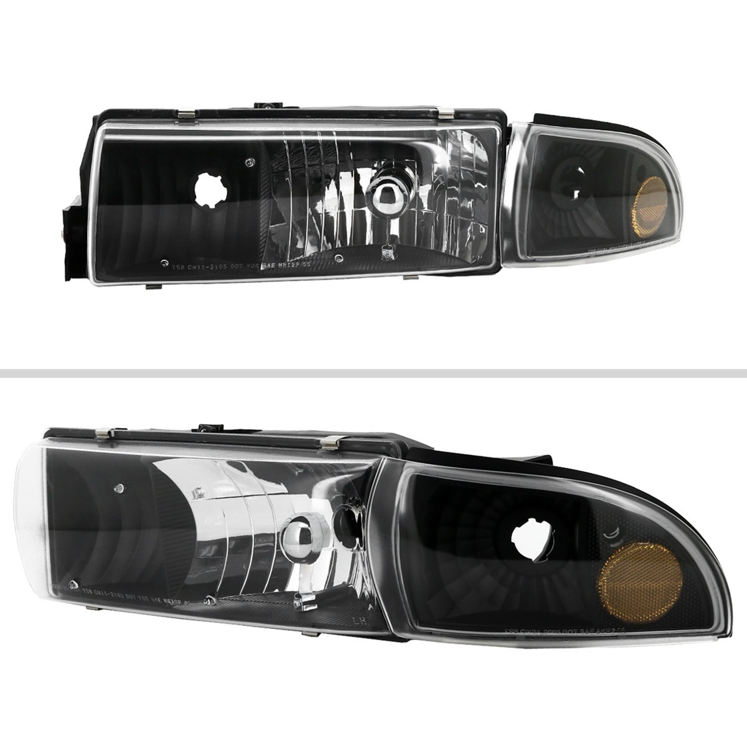 1991-1996 Chevy Caprice / Impala Factory Headlights Corner Signal Black