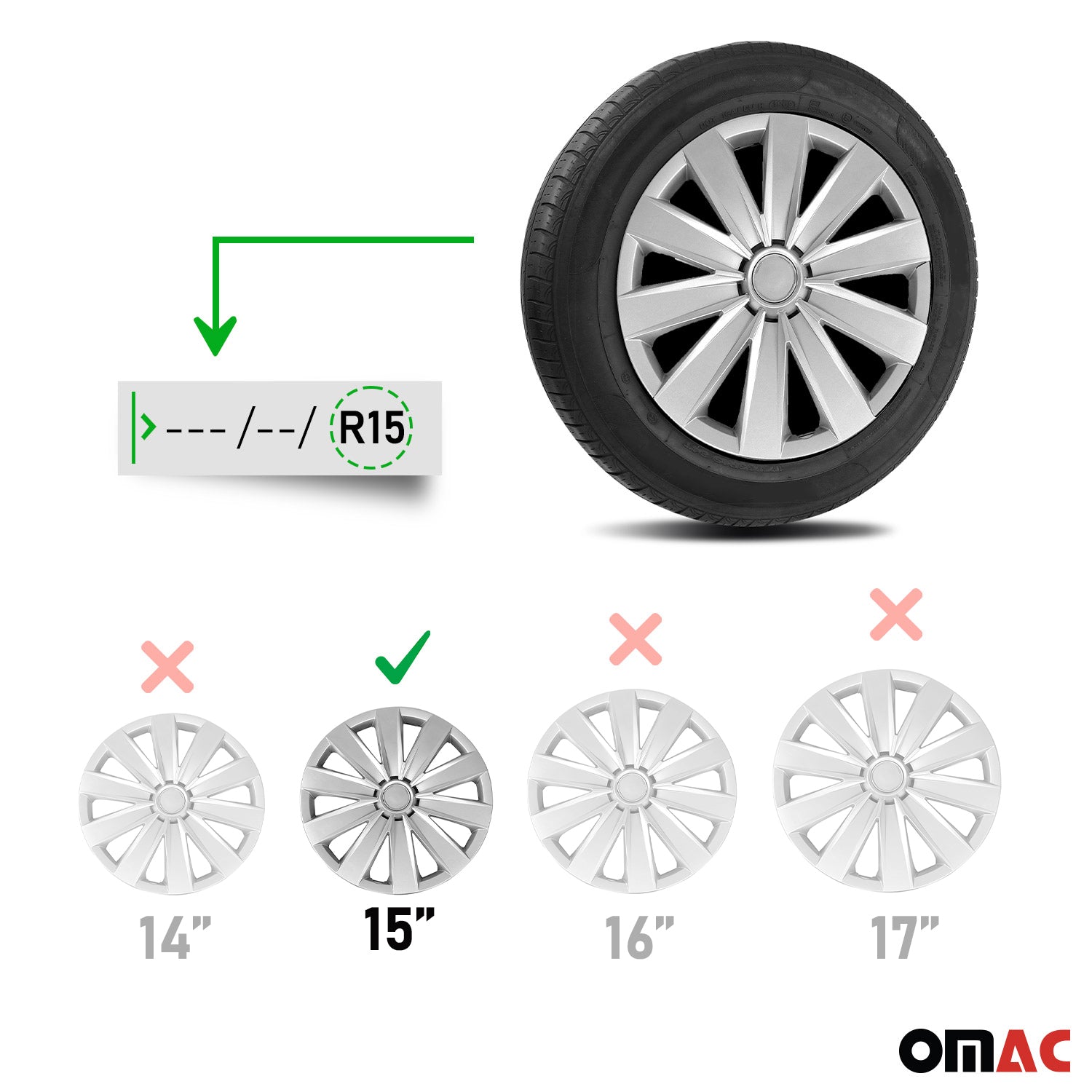 15" 4x Set Wheel Covers Hubcaps for VW Jetta Silver Gray