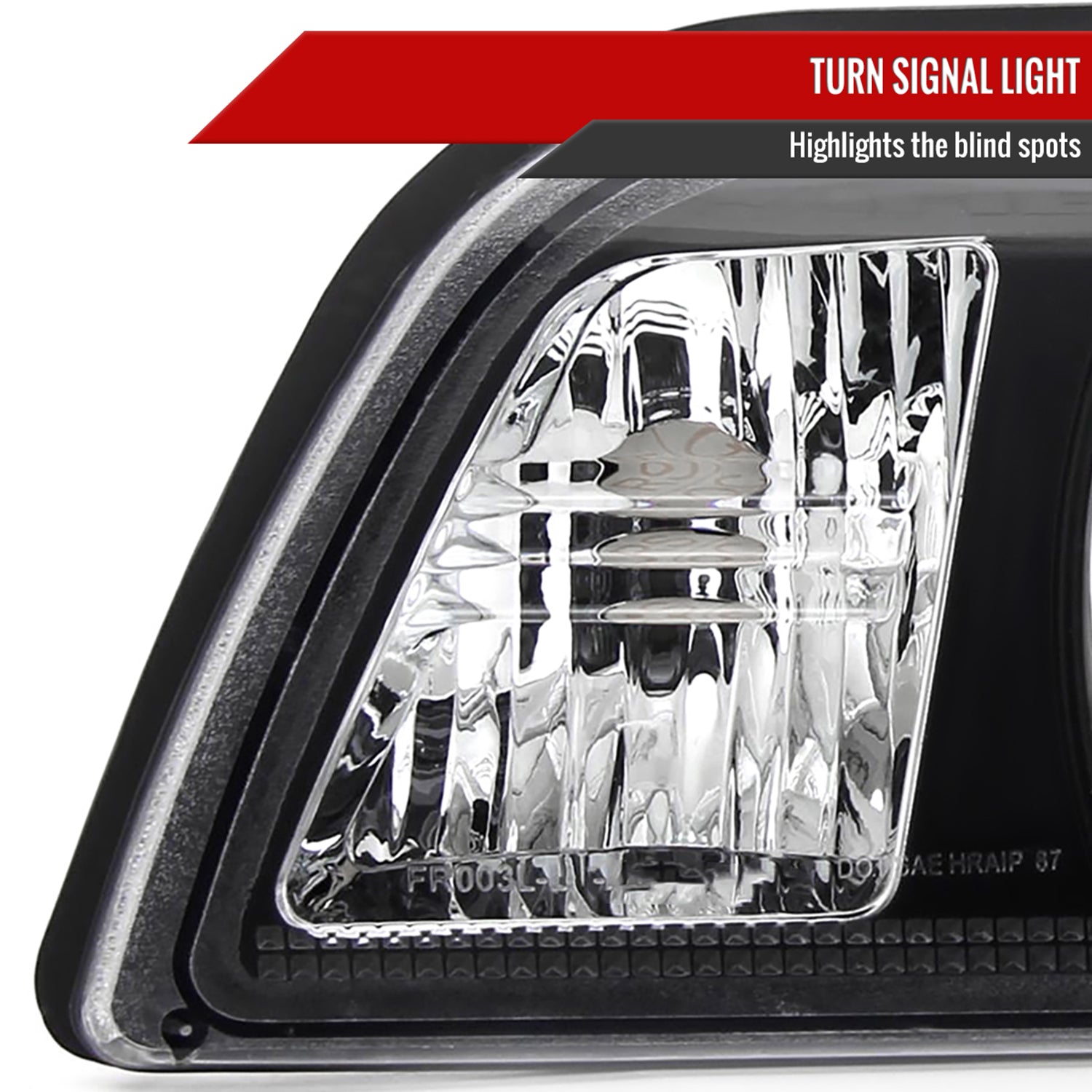 1987-93 Ford Mustang Factory Style Crystal Headlights Matte Black/Clear Lens
