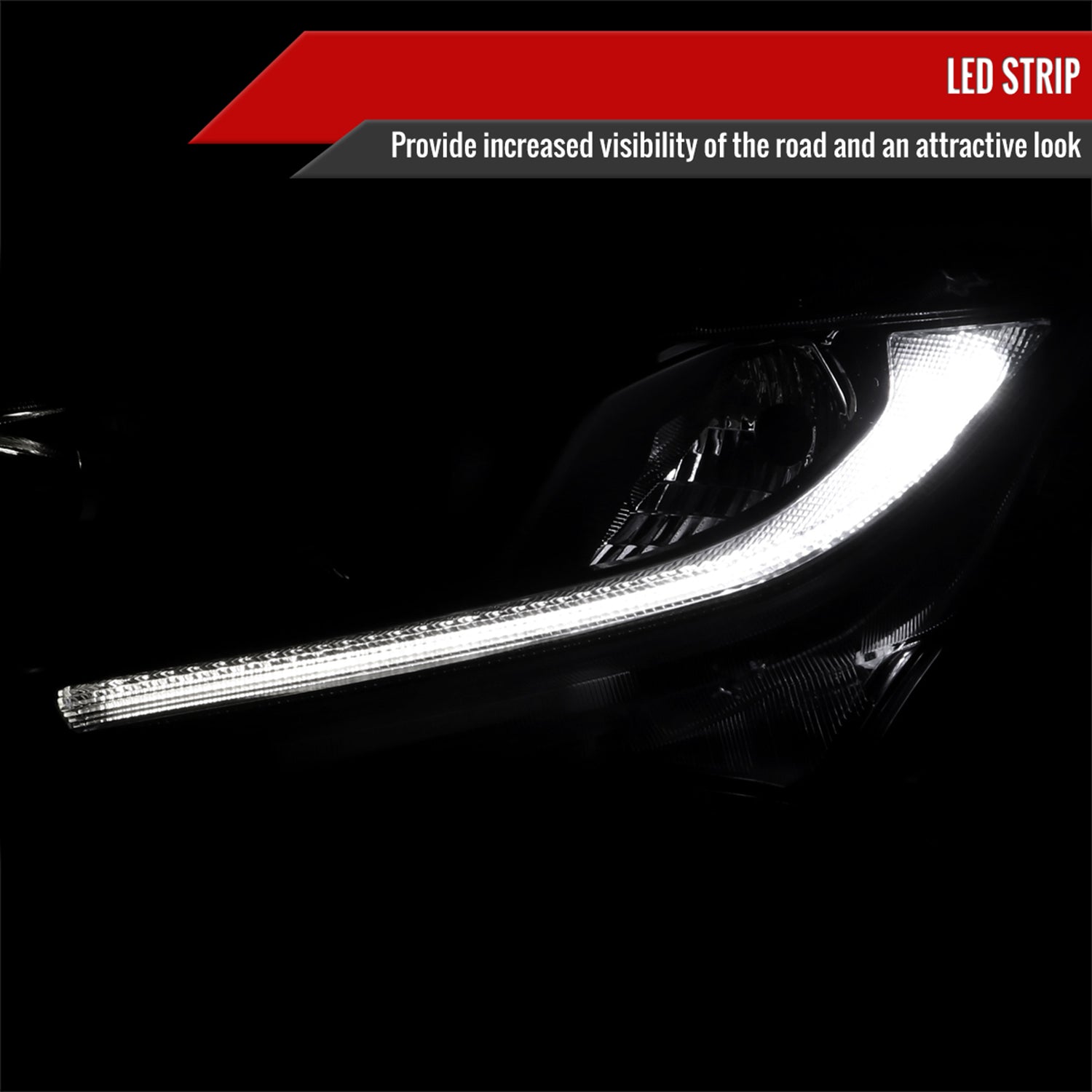 2016-2021 Honda Civic LED Strip Factory Projector Headlights Matt Black/Smoke