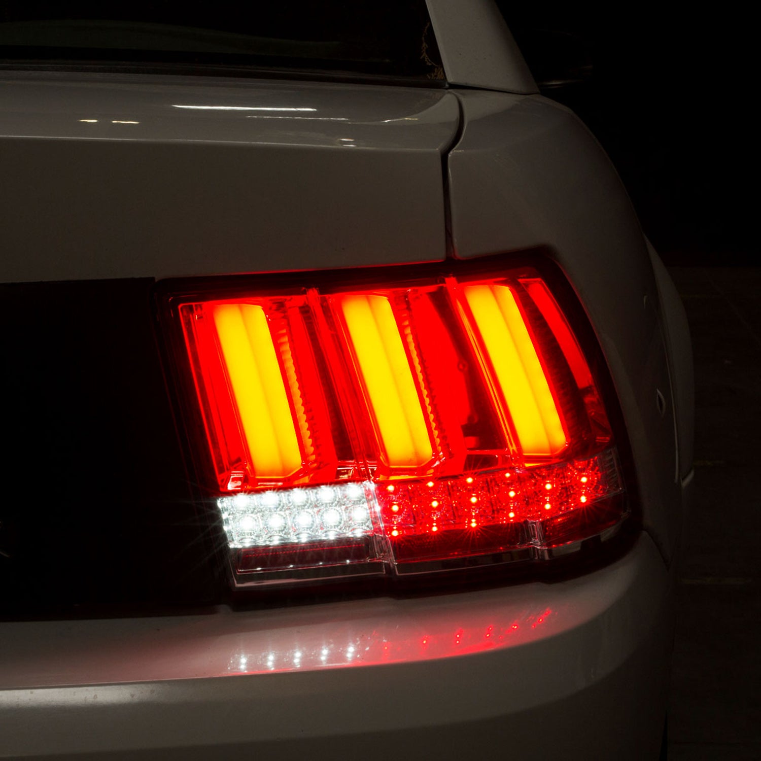 1999-2004 Ford Mustang Sequential LED Tail Lights Chrome/Red Smoke Lens