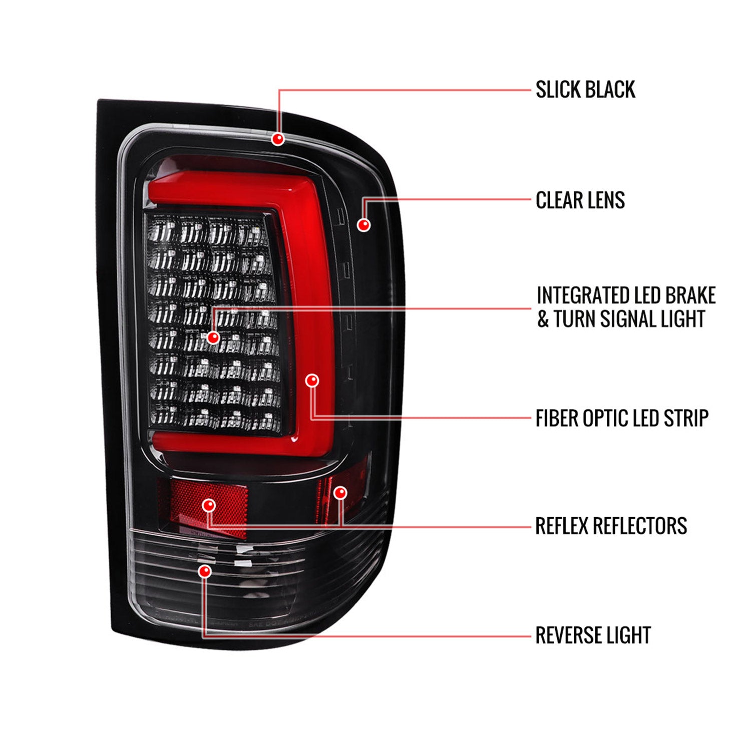 2007-2013 GMC Sierra 1500 2500HD 3500HD C-Bar LED Tail Lights Jet Black