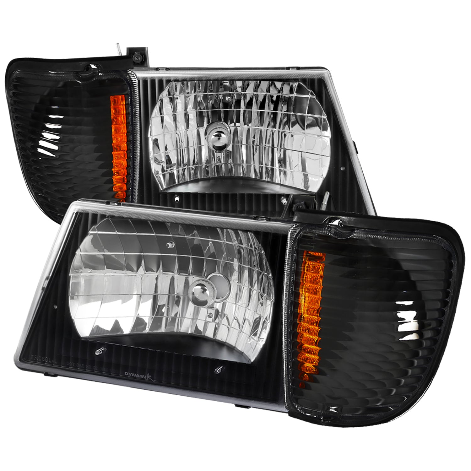 1992-2006 Ford Econoline E-Series Factory Headlights & Corner Lights Black