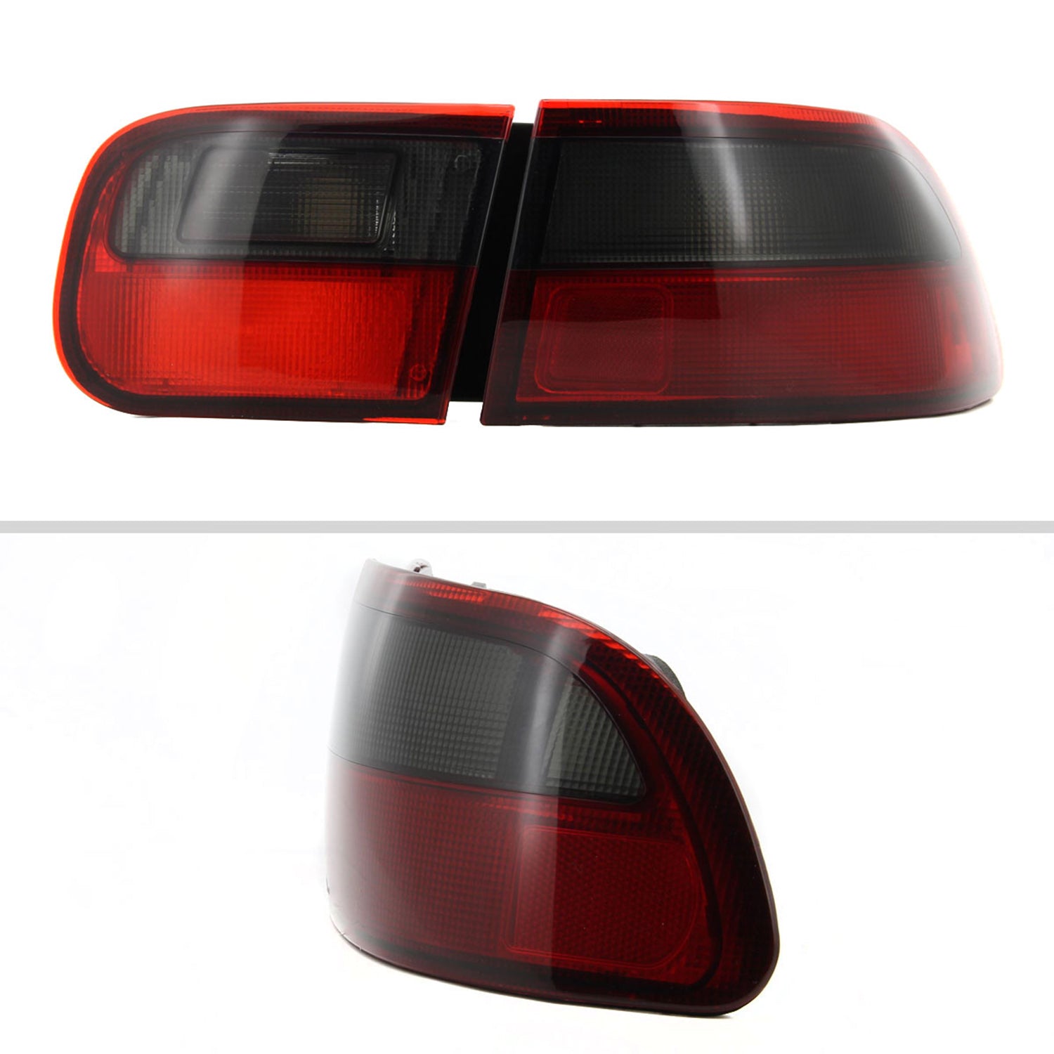 1992-1995 Honda Civic Tail Lights Chrome Housing/Red Smoke Lens