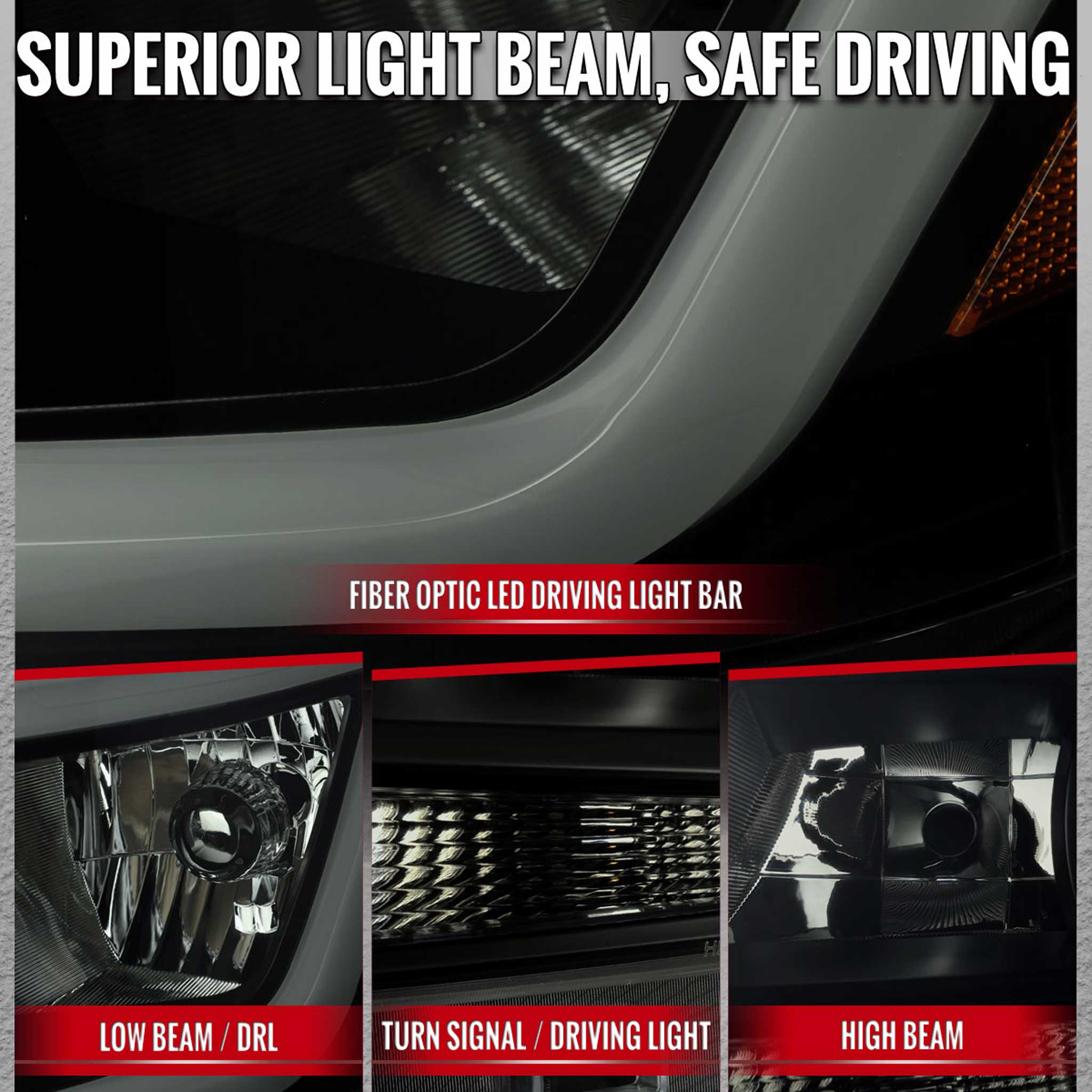 For Chevrolet Colorado 2015-2022 Headlights Switchback LED Bar Turn Signal Matte Black Housing Smoked Lens