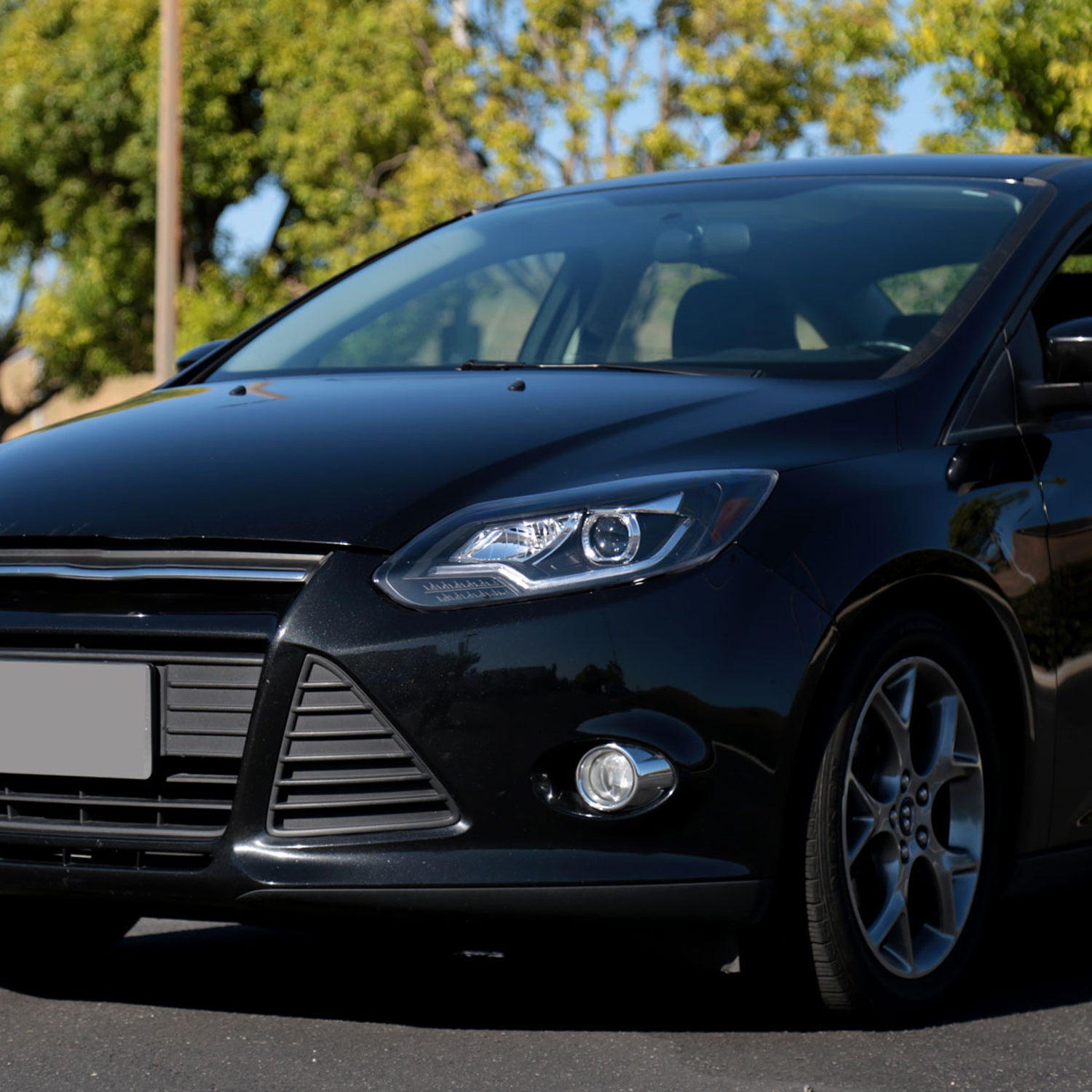 2012-2014 Ford Focus LED Bar Projector Headlights LED Turn Signal Lights Black