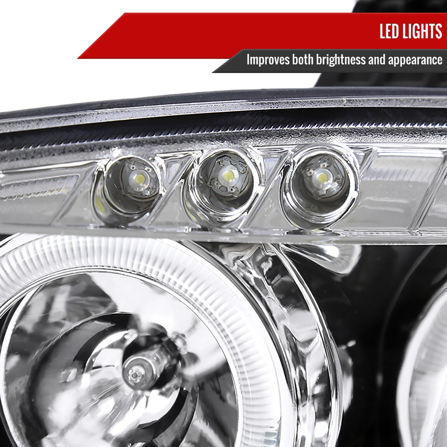 2001-2005 Mazda Miata MX-5 Dual Halo Projector Headlights Chrome/Clear Lens