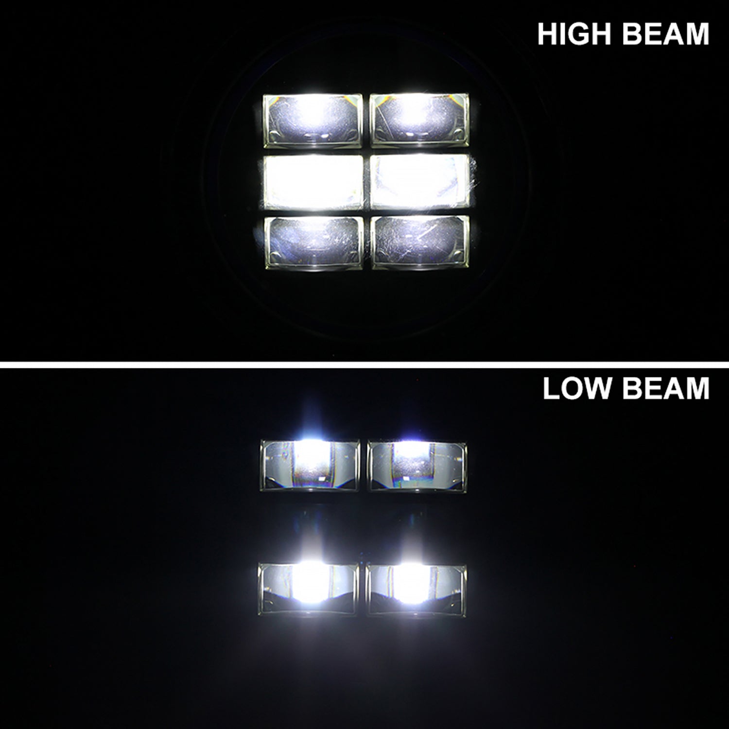 Universal 7" Round Cree LED Blue Rim Halo Projector Headlights 2PC Chrome/Clear