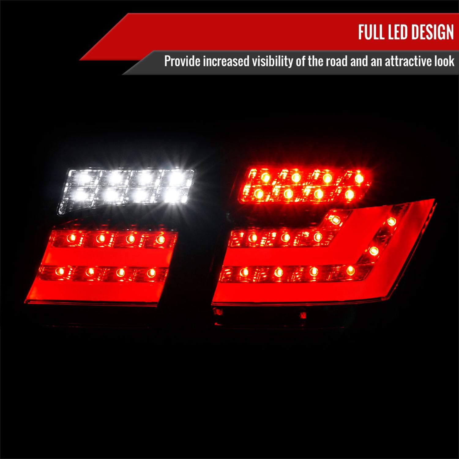 2007-2009 Lexus LS460 LED Tail Lights + Trunk Lights Chrome/Smoke Lens