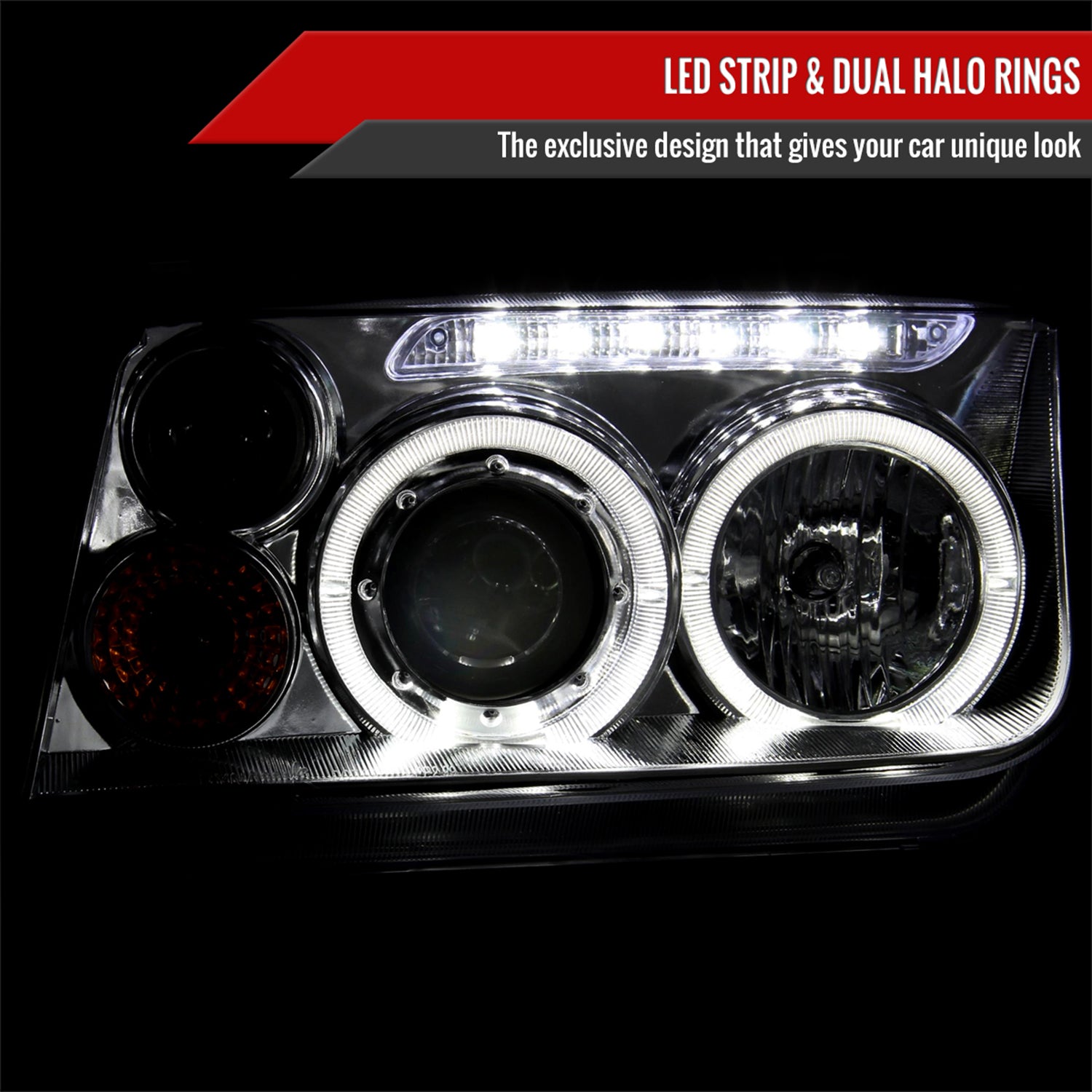 1999-2005 VW Jetta/Bora Mk4 Dual Halo Projector Headlights LED Light Chrome
