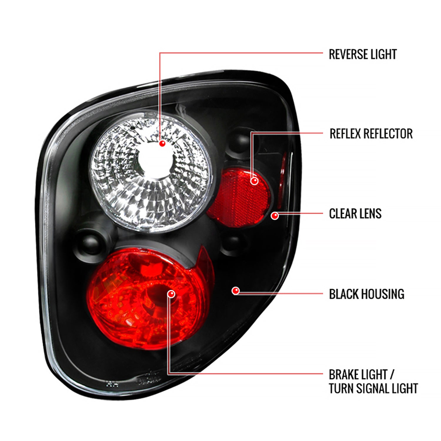 1997-2004 Ford F-150 Flareside Tail Lights Matte Black Housing/Clear Lens