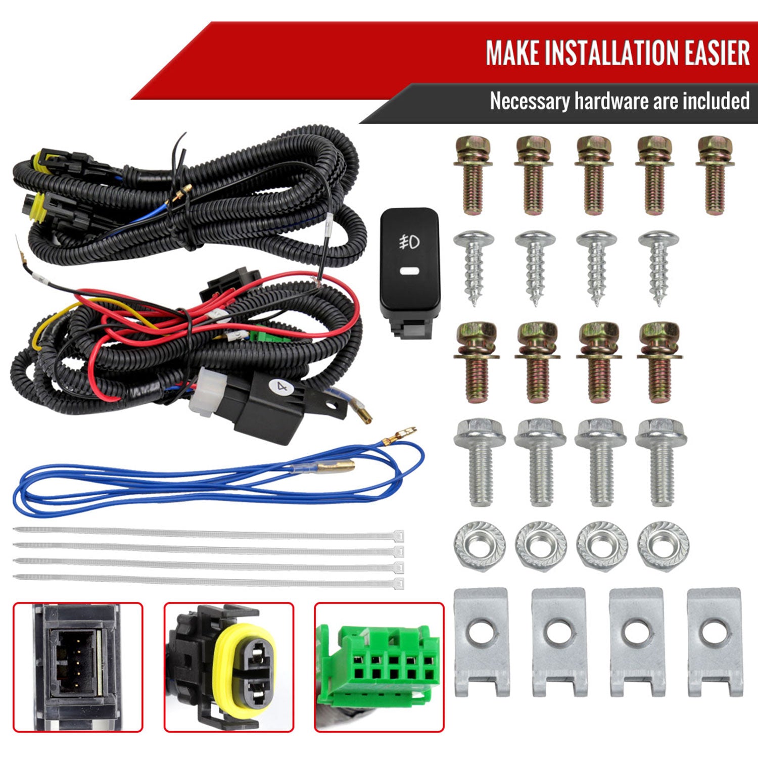 2003-2005 Honda Accord Coupe H11 Fog Lights Kit Chrome Housing/Clear Lens