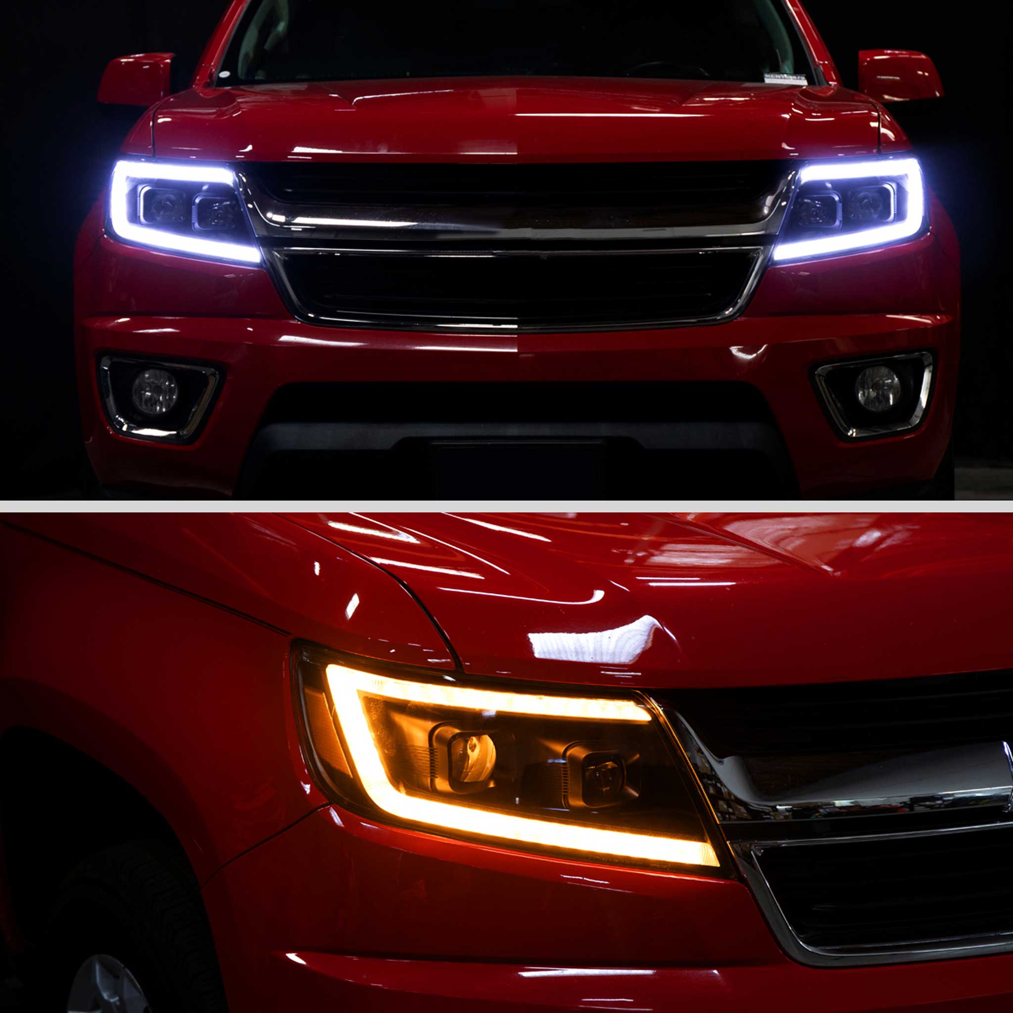 For Chevrolet Colorado 2015-2022 Headlights LED DRL Light Strip Turn Signal Side Marker Black Housing Smoked Lens