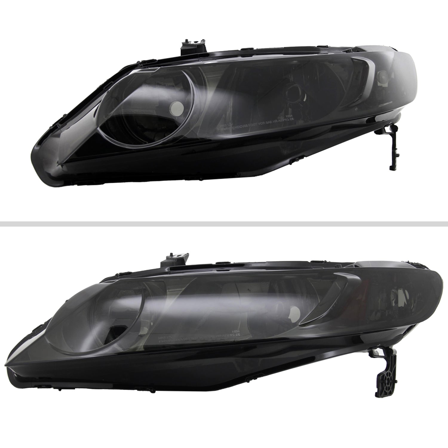 2006-2011 Honda Civic Sedan Crystal Headlights Chrome Housing/Smoke Lens