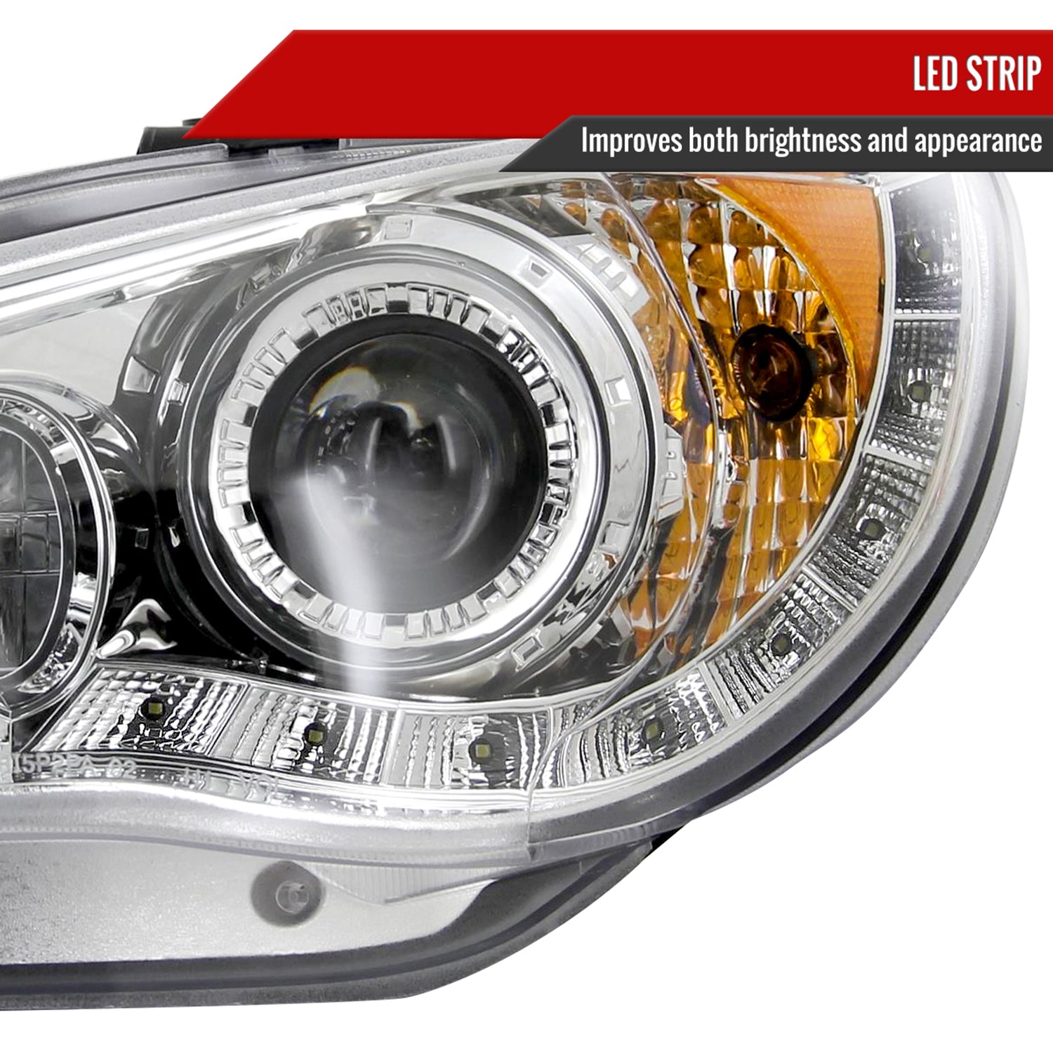 2006-2007 Subaru Impreza WRX/STI Projector Headlights LED Light Strip Chrome