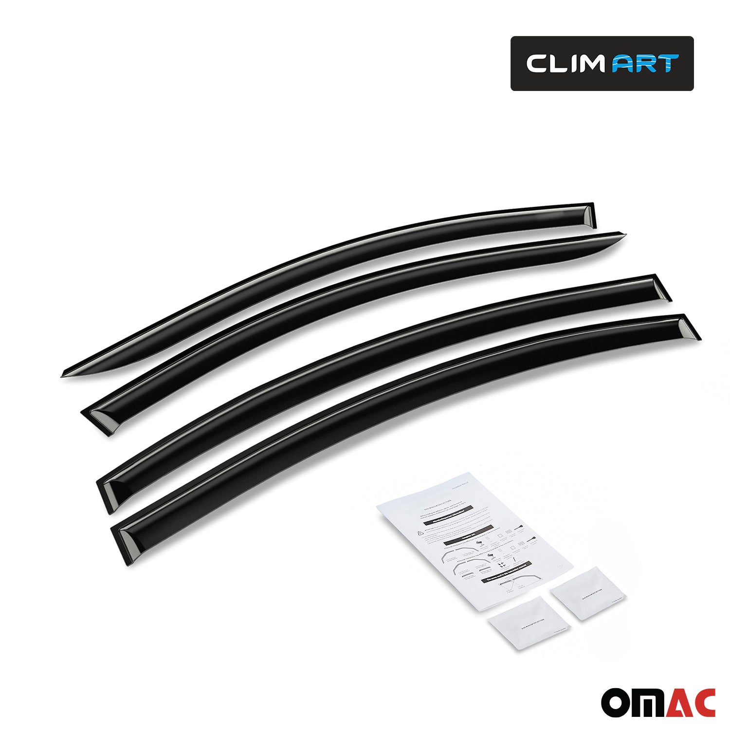 Clim Art Wind Deflectors for Toyota Camry 2018-2024 Shatterproof Tape-On Dark 4x