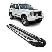 2008-2013 Jeep Liberty Running Boards Side Steps Silver & Black