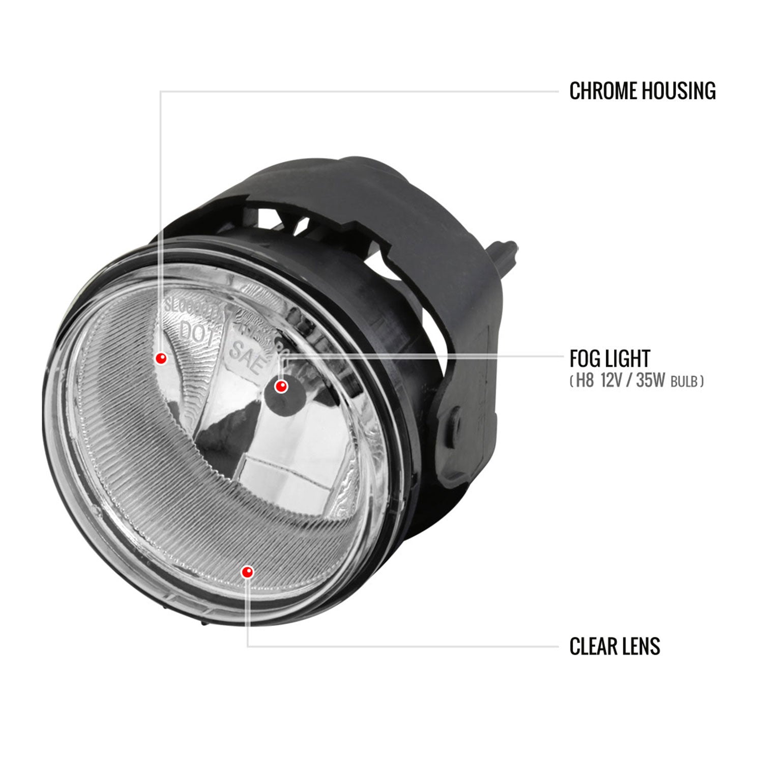 2005-2009 Dodge Caravan/Charger Chrysler Pacifica H8 Fog Lights Kit Chrome