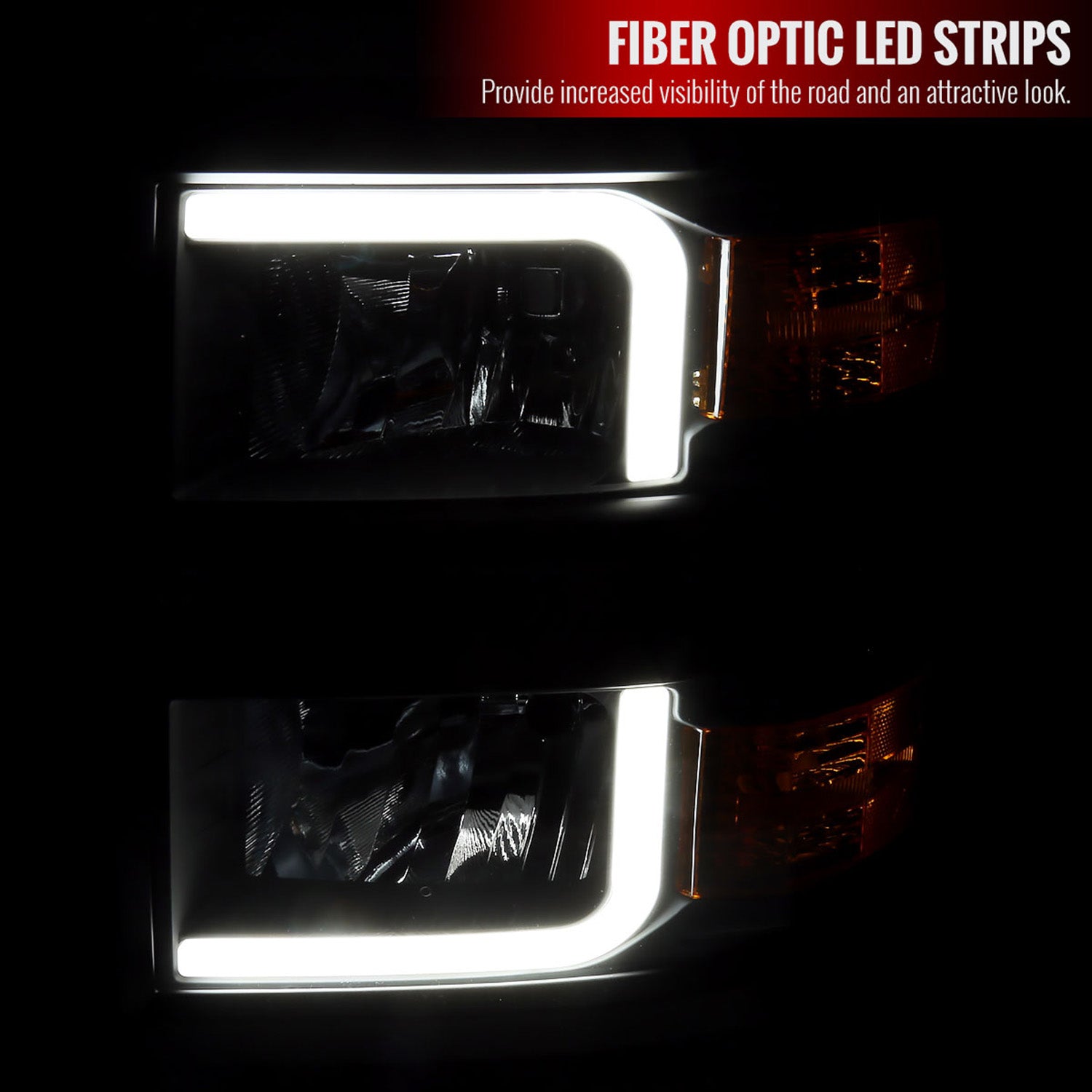 2014-2015 Chevy Silverado 1500 LED Bar Factory Headlights - Black Matt Black