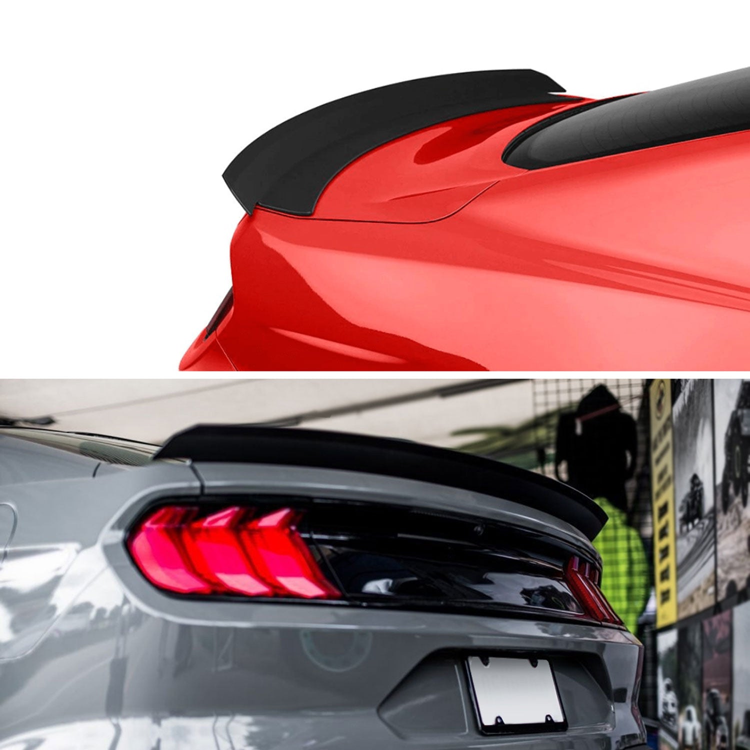 2015-2022 Ford Mustang Matte Black ABS Rock Style Rear Spoiler