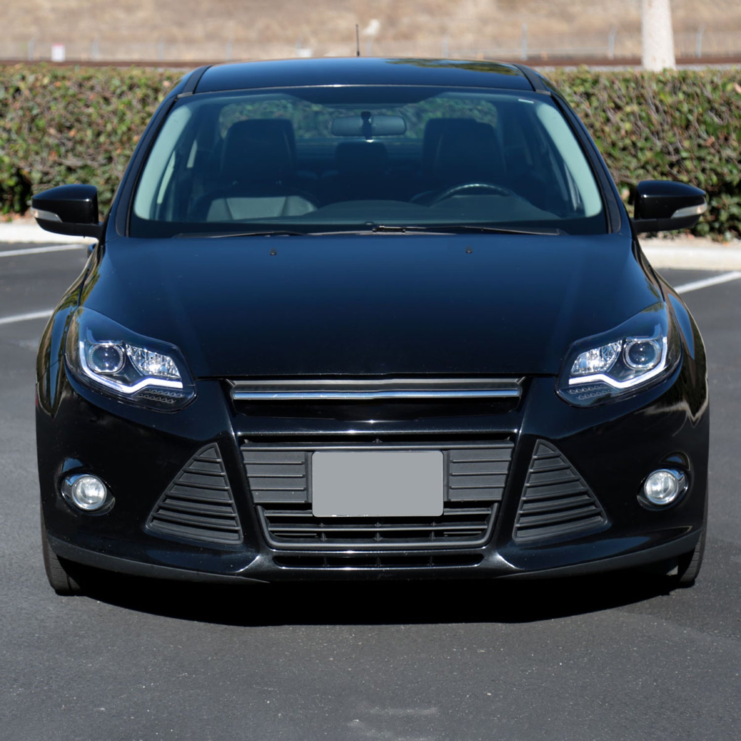 2012-2014 Ford Focus LED Bar Projector Headlights LED Turn Signal Lights Black