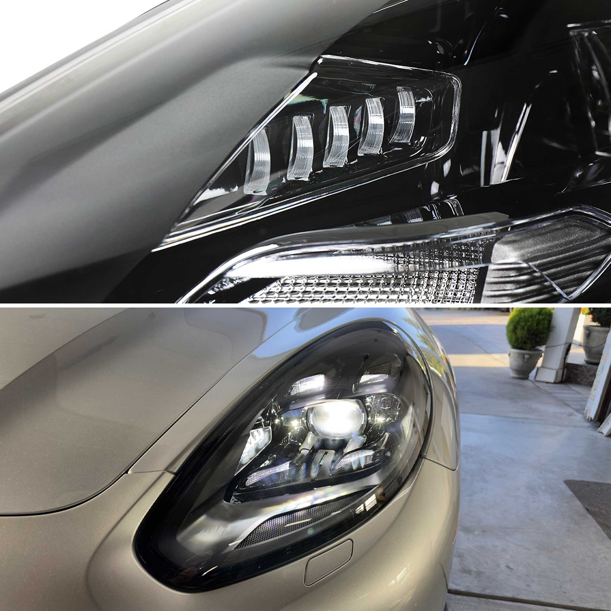 For Porsche Panamera 2017-2022 Matrix LED Projector Headlights DRL Matte Black Clear Lens Glossy Trim
