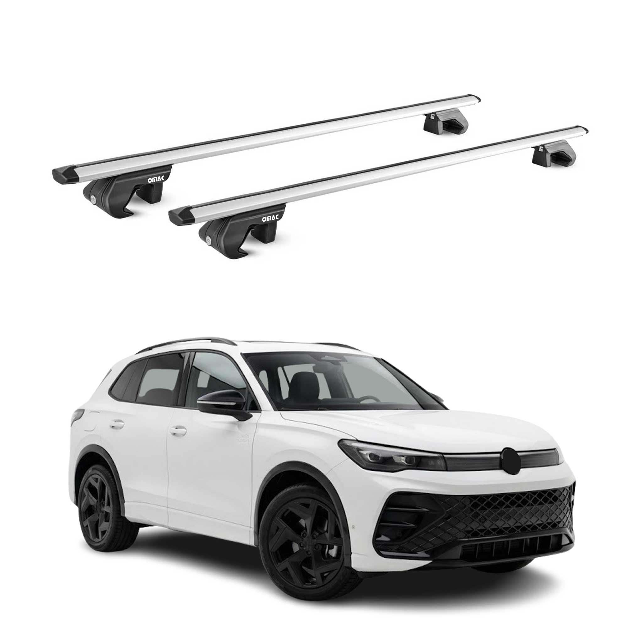 Roof Rack Cross Bars Carrier for Volkswagen Tiguan 3.gen 2024-2026 Alu Grey 2Pcs