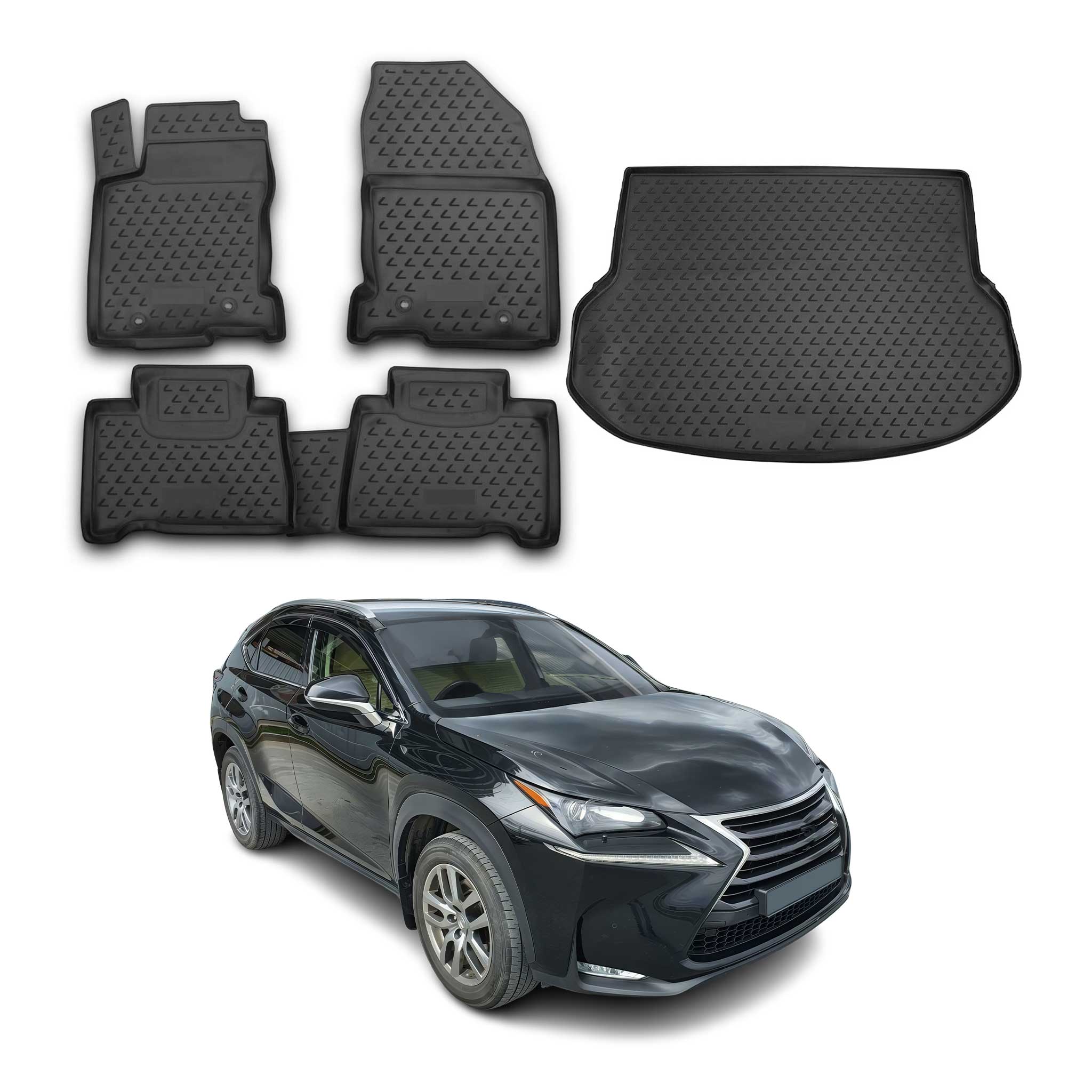 2015-2017 Lexus NX200t Floor Mats & Cargo Liner Full Set All Weather Black