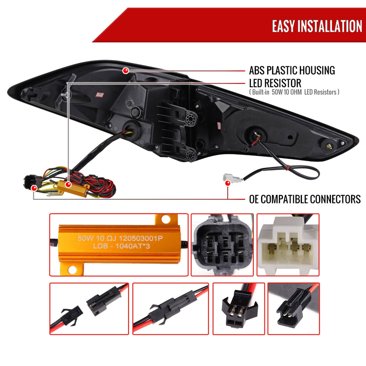 2016-2018 Hyundai Tucson LED Bar Tail LightsChrome Housing/Red Lens