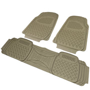 Universal fit Rubber Car Floor Mats Liner All Weather 3Pcs Beige