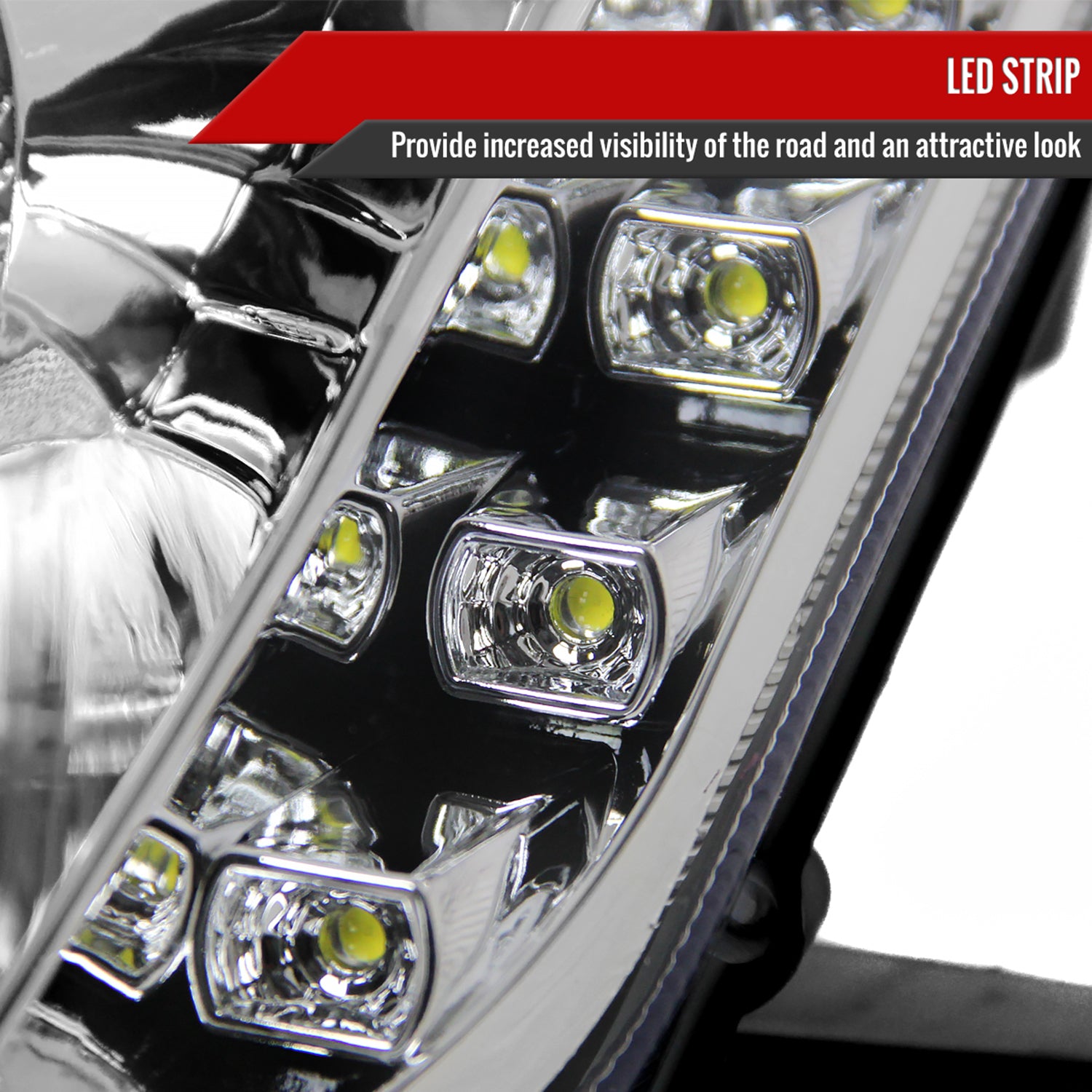 2003-2005 Nissan 350Z Projector Headlights w/ SMD LED Light Strip Chrome/Clear