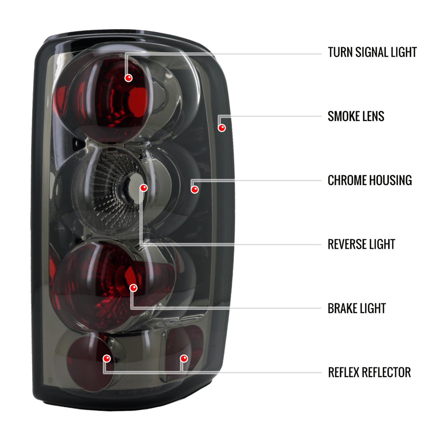 2000-2006 Chevy Suburban/Tahoe GMC Yukon/Yukon XL Tail Lights Chrome/Smoke