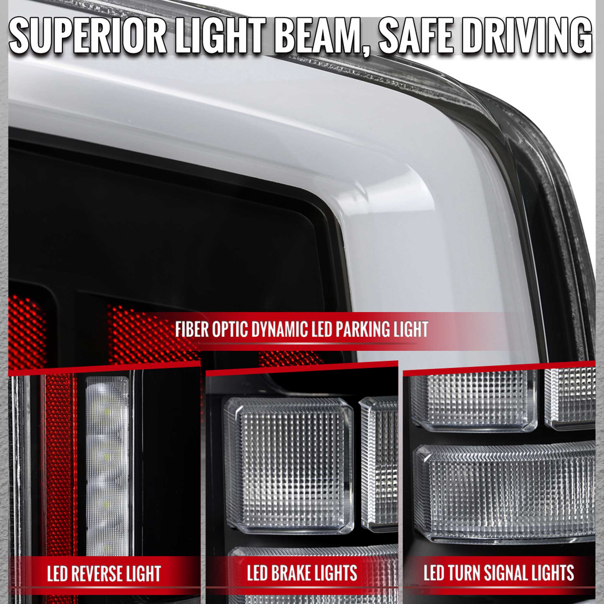 For Ford F-150 2021-2023 Full LED Tail Light Black Housing Clear Lens