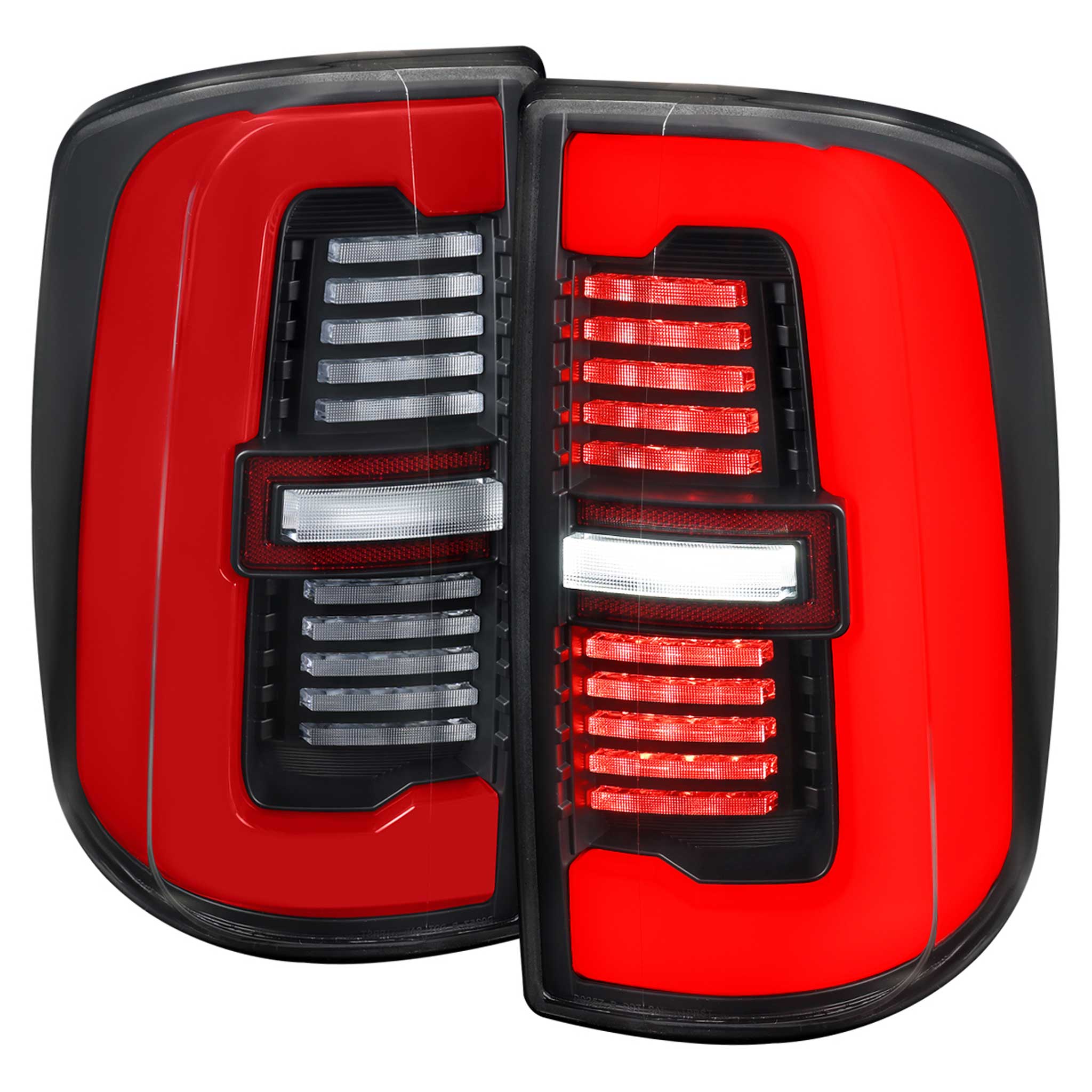 For Dodge RAM 2500/3500 2019-2024 Red LED Bar Sequential Signal Tail Lights Black Housing Clear Lens