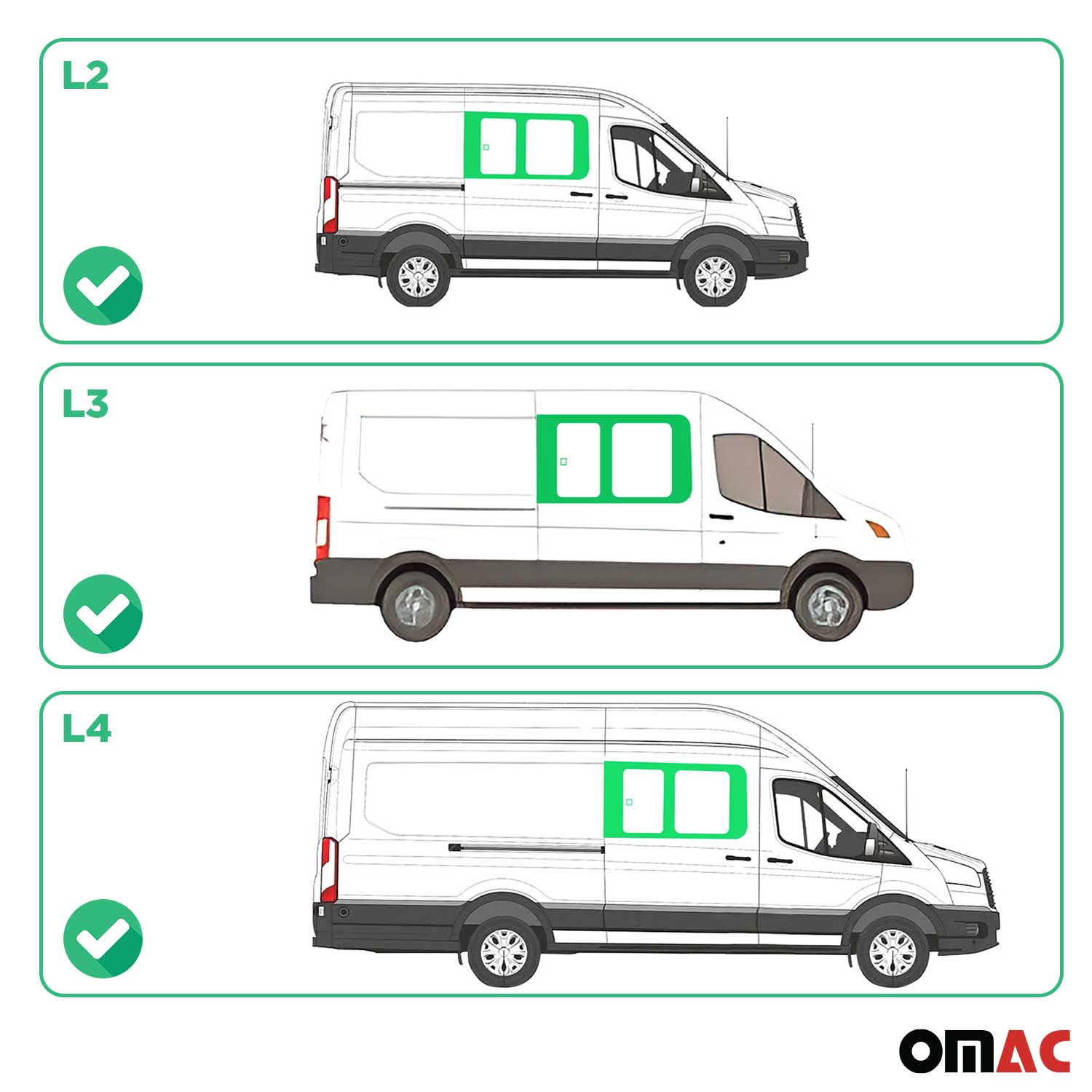 2015-2025 Ford Transit L2 L3 L4 Sliding Window Glass Front Right Side