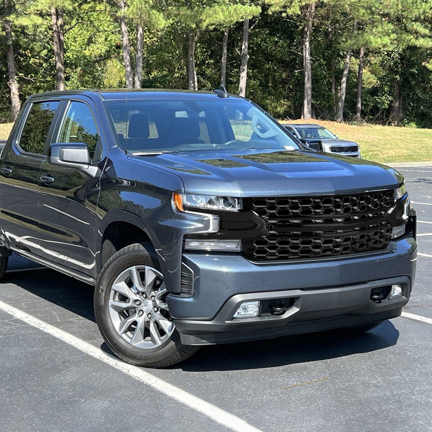 2019-2022 Chevrolet Silverado 1500 LT Glossy Black Honeycomb Hood Grille