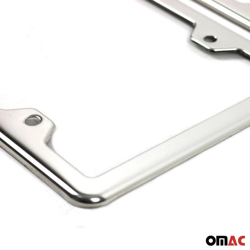 2 Pcs Chrome Stainless Steel License Plate Frame Tag Holder