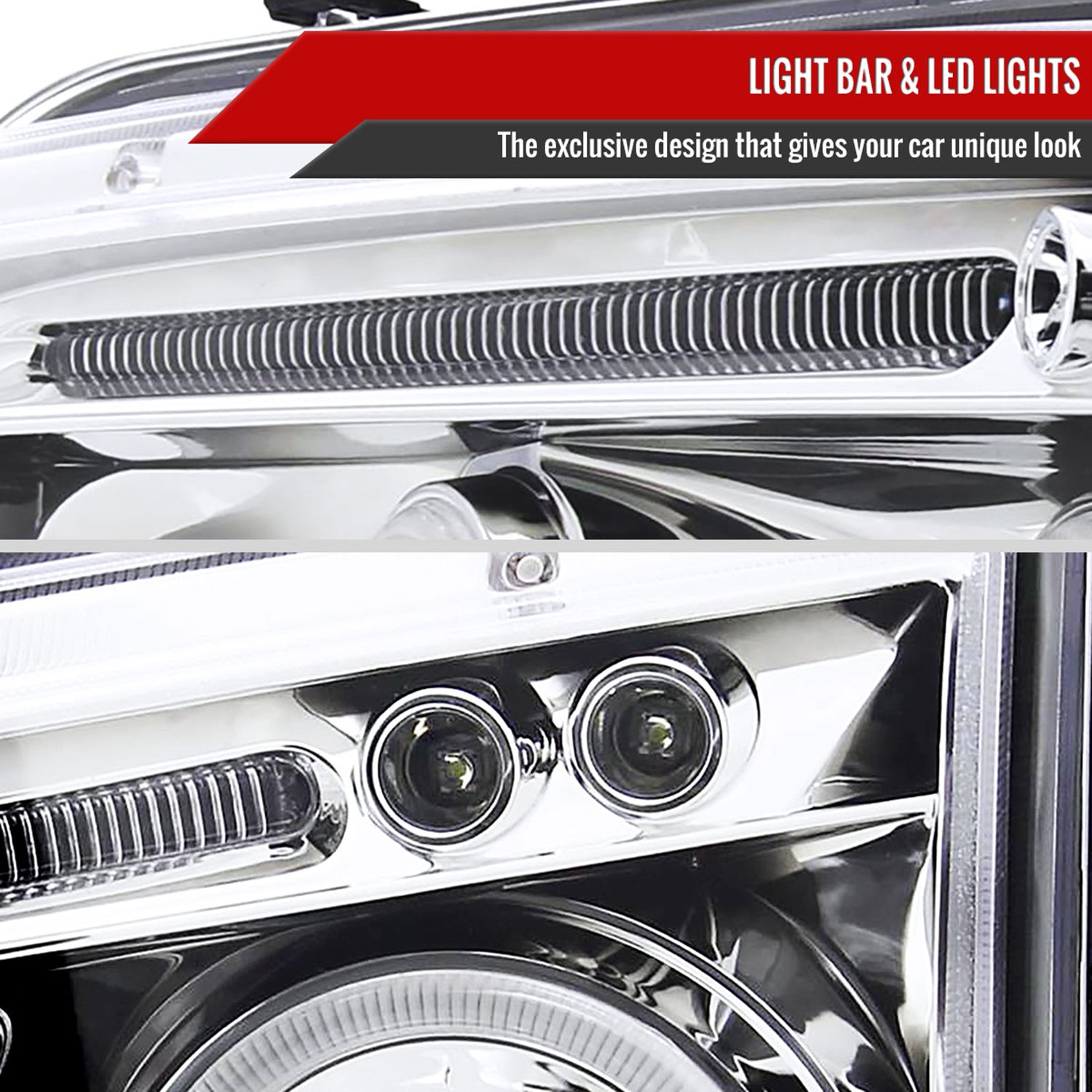 2005-2010 Dodge Charger Dual Halo Projector Headlights Chrome/Clear Lens