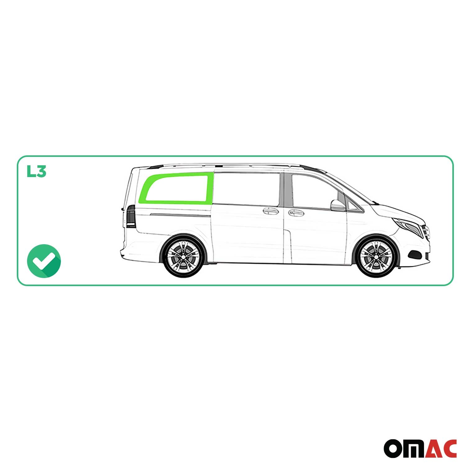 2016-2024 Mercedes Metris Window Glass Fit Kit Right Side Rear Black L3 Long