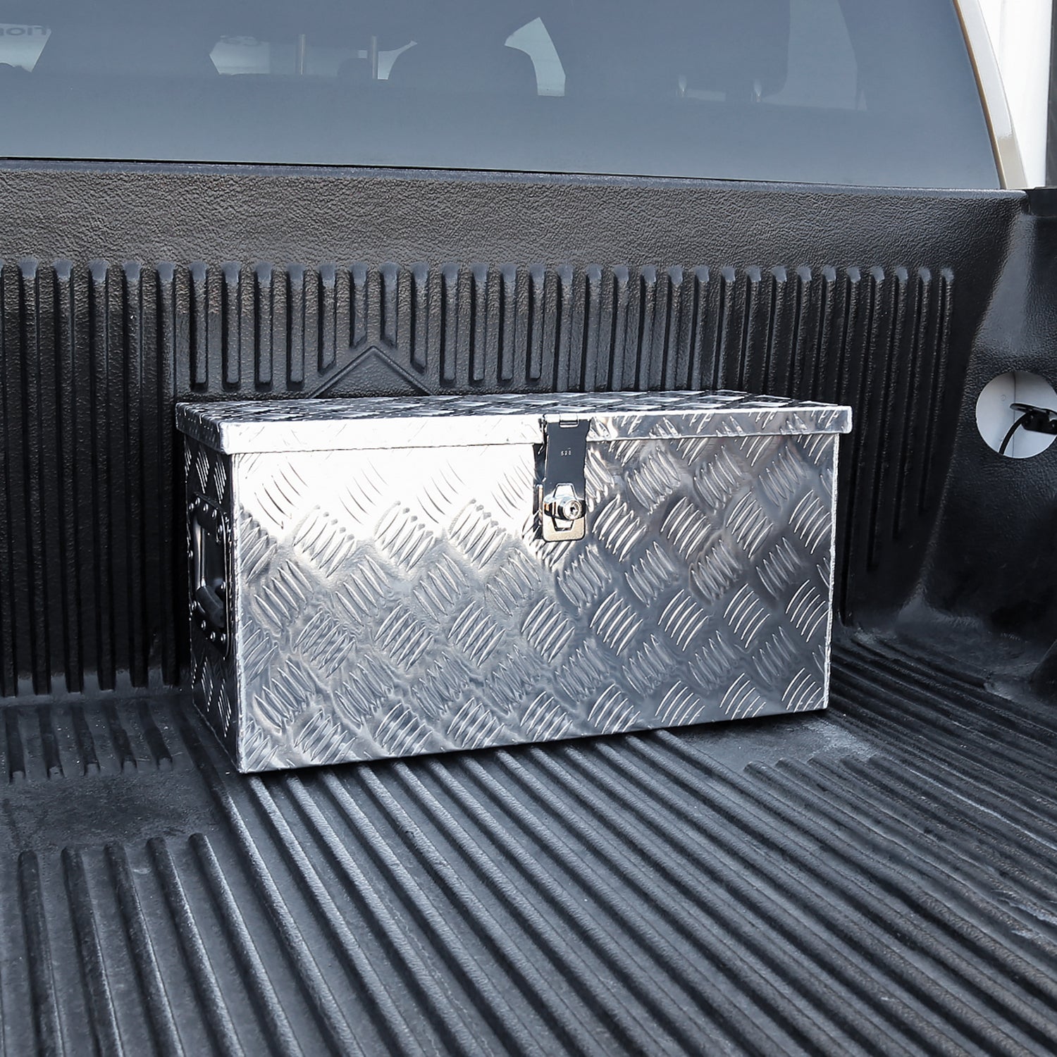 Universal 24" Heavy Duty Silver Alu Truck Tool Box w/ Side Handles Lock & Keys