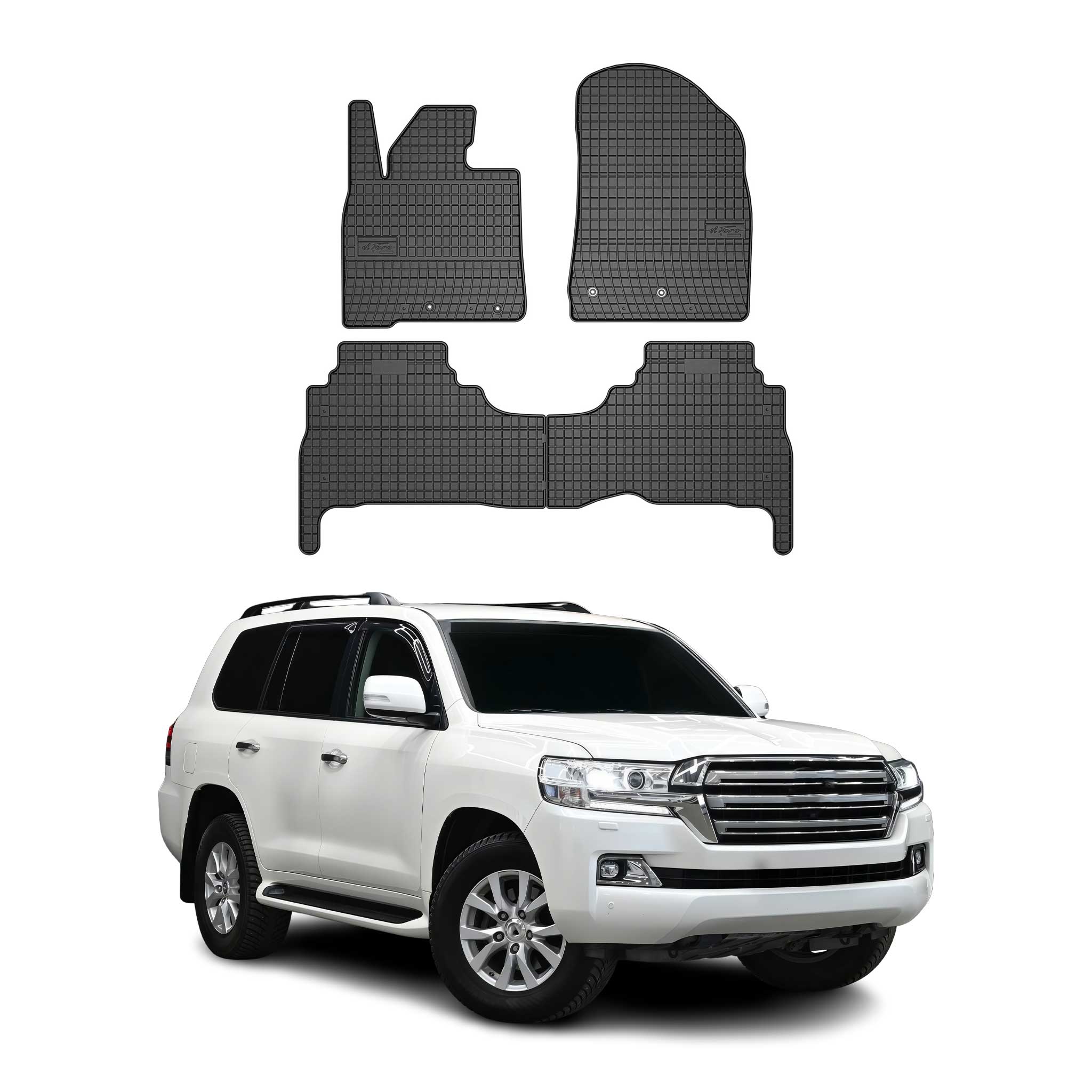2016-2021 Toyota Land Cruiser Floor Mats Liners Full Set All Weather Rubber Black