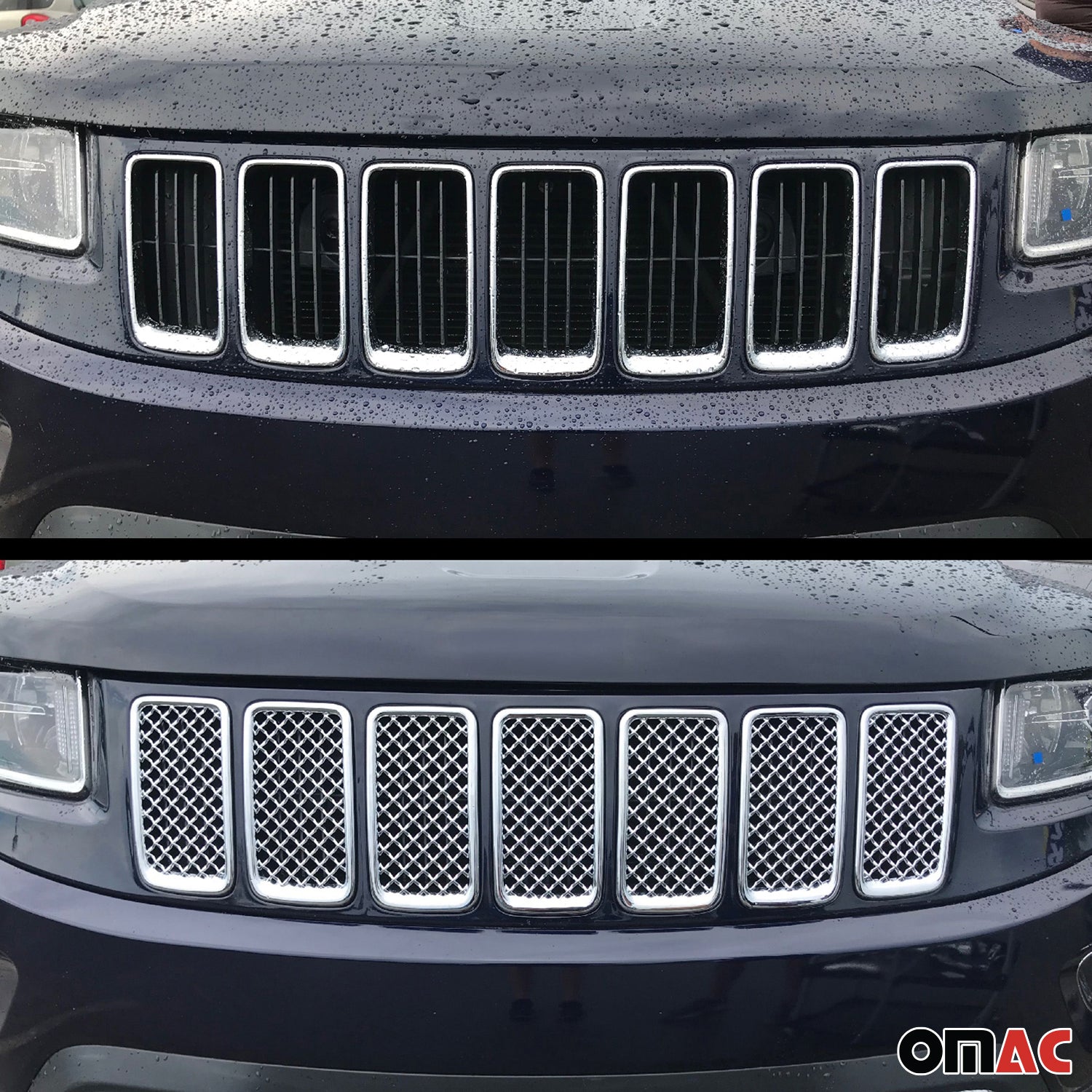 2014-2016 Jeep Grand Cherokee Grille Overlay Chrome 7Pcs ABS Plastic