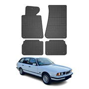 1989-1995 BMW 5 Series M5 E34 Sedan & Touring Floor Mats Liners Full Set All Weather Rubber Black