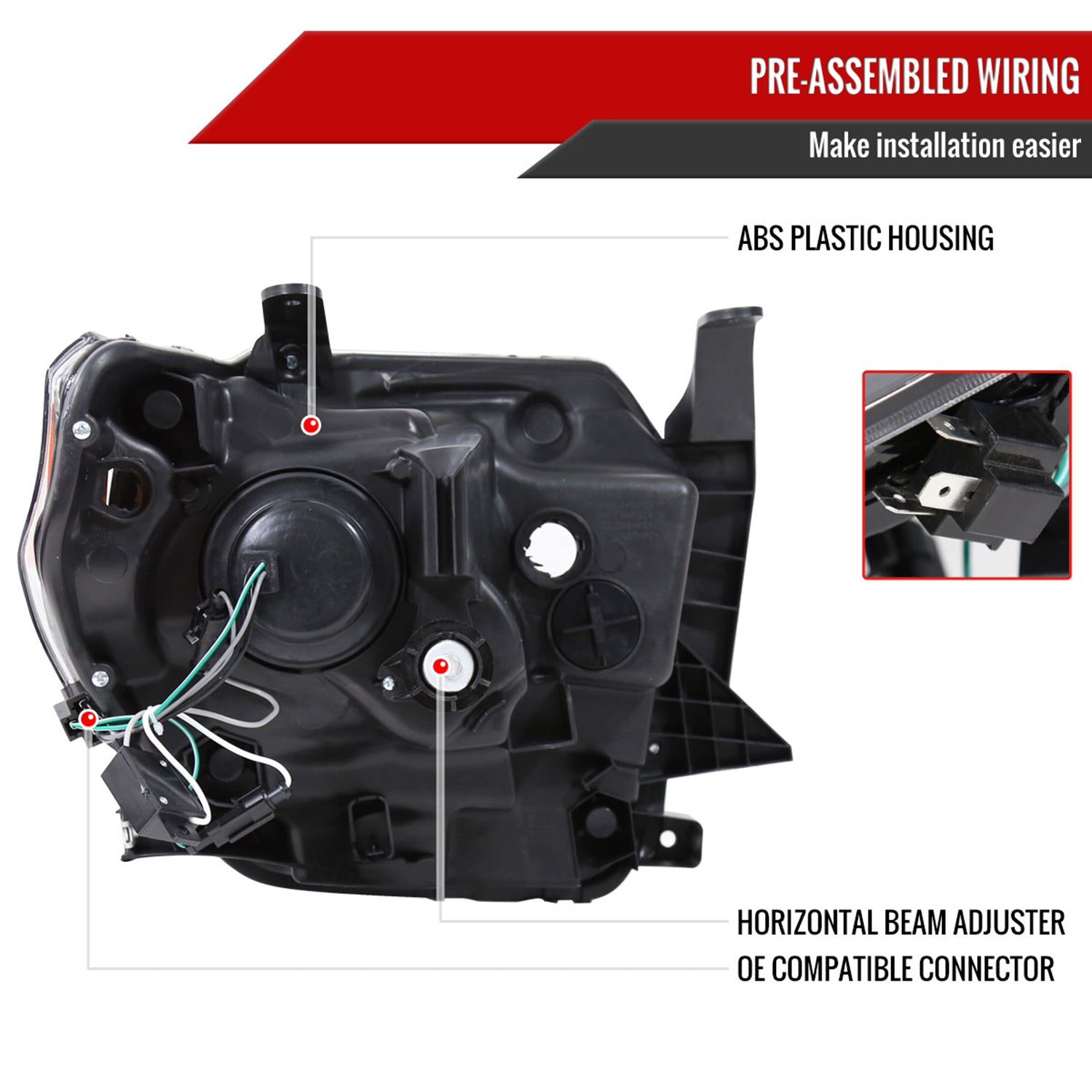 2014-2021 Toyota Tundra Retro Style V2 Projector Headlights Matte Black/Clear