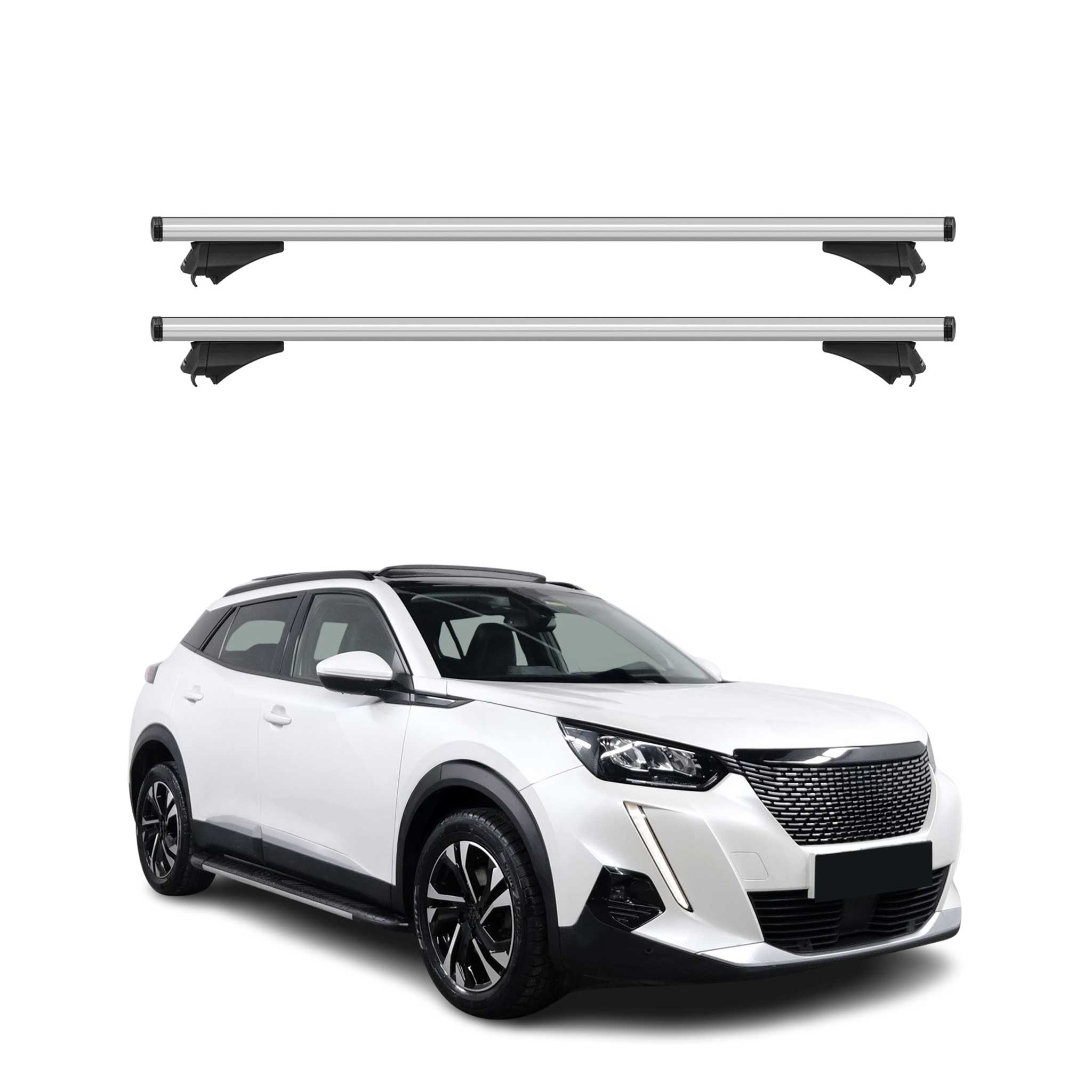 2020-2024 Peugeot 2008 Roof Rack Cross Bars Silver