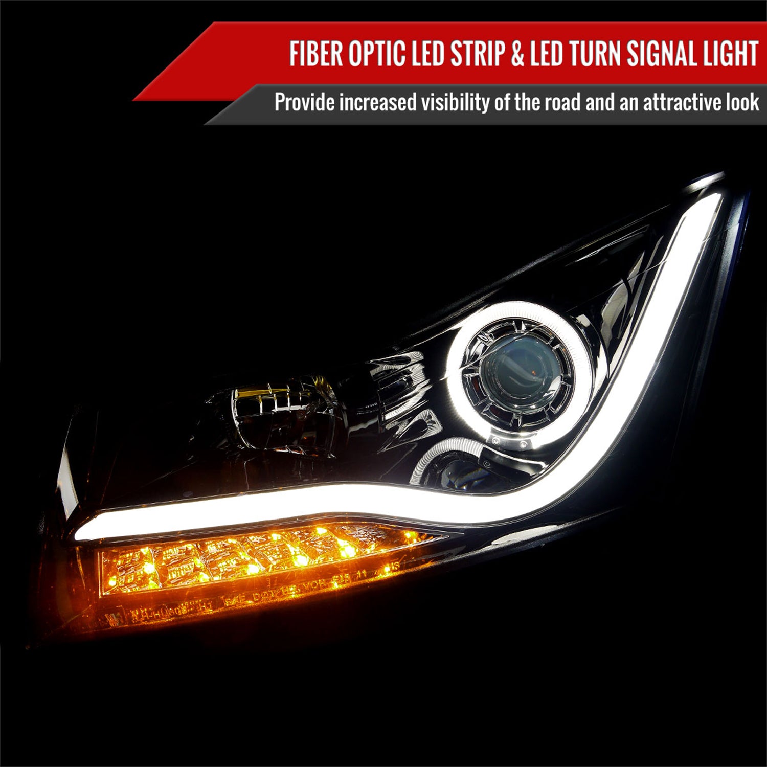 2011-2015 Chevy Cruze / 16 Cruze Limited LED Halo Headlights LED Signal Black