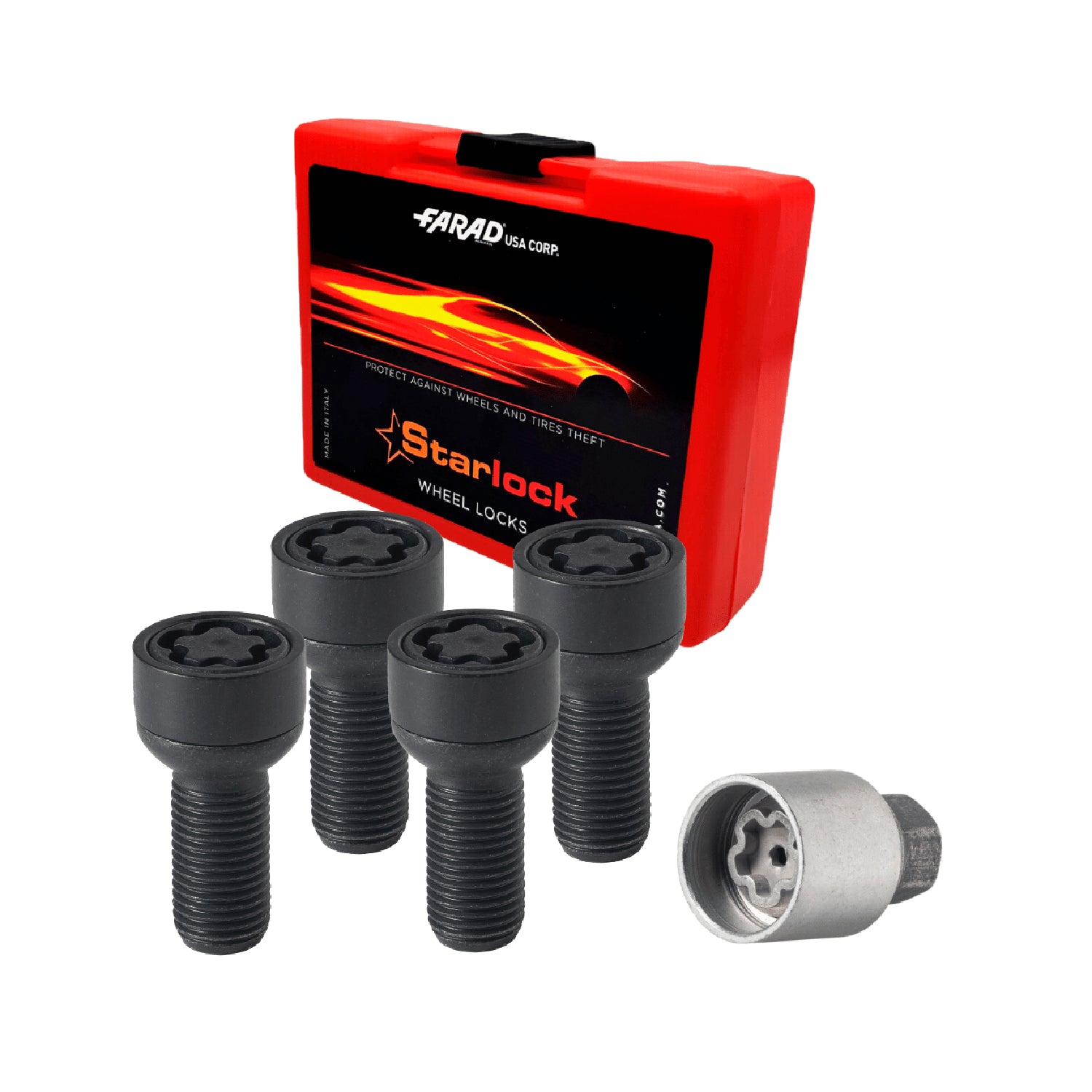 Wheel Lock Kit for Mercedes GLE  2015-2018 M14X1,5 Bolt Black 4Locks & 1Key