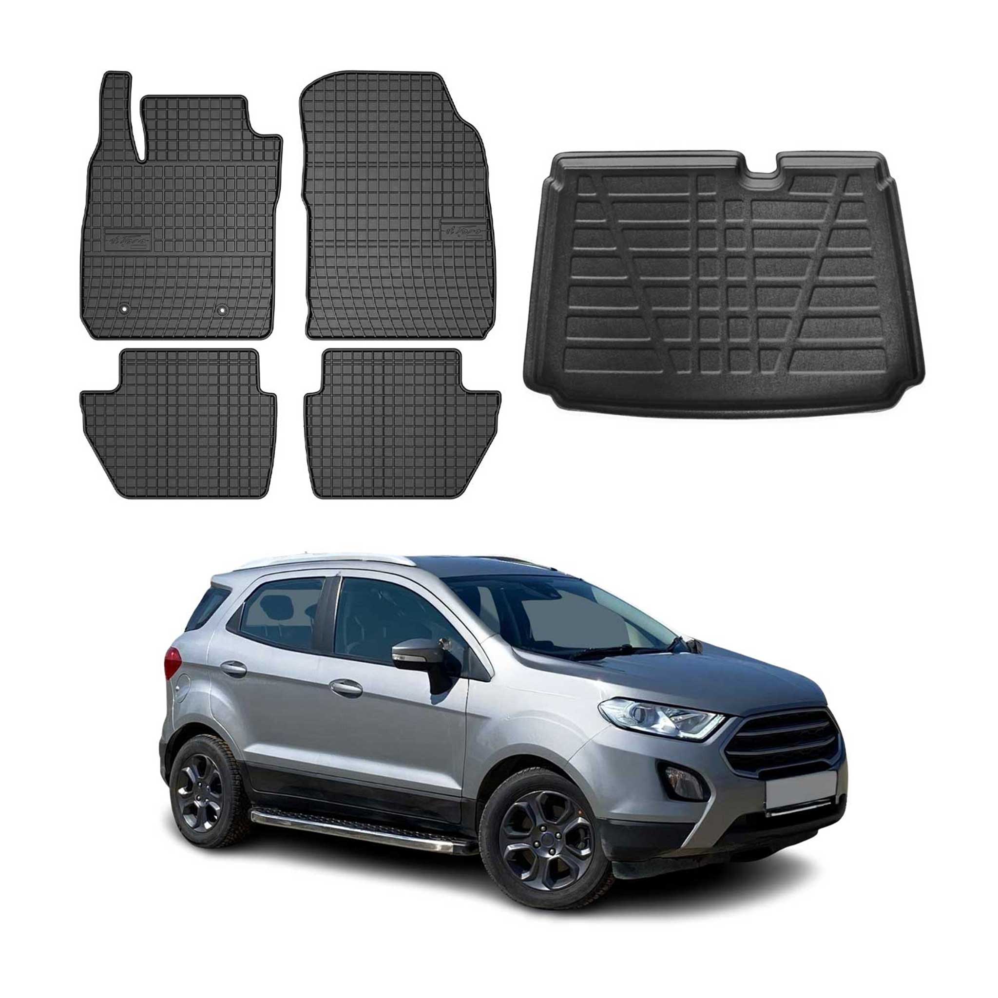 2018-2022 Ford EcoSport Floor Mats & Cargo Liner Full Set All Weather Black