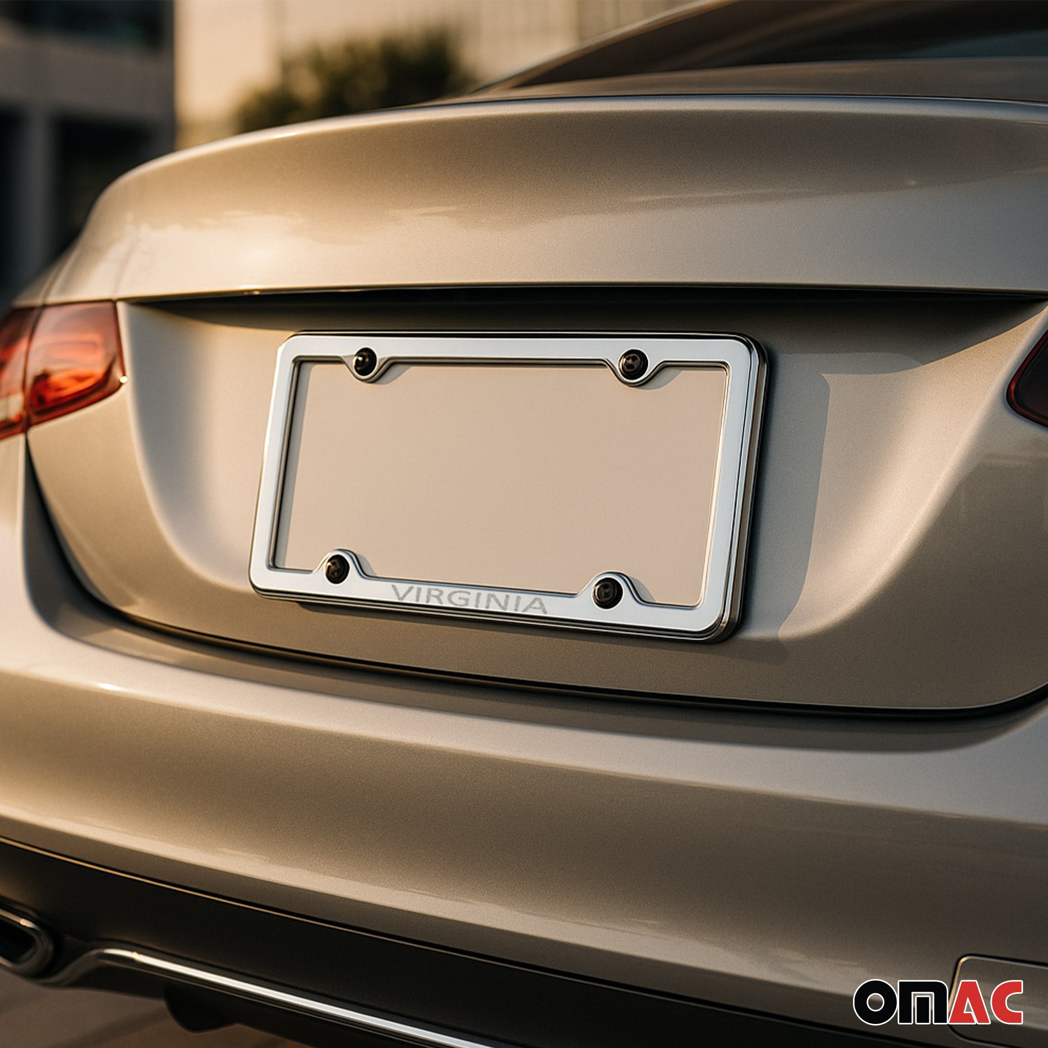 VIRGINIA Stainless Steel Chrome License Plate Frame Set 2 Pcs