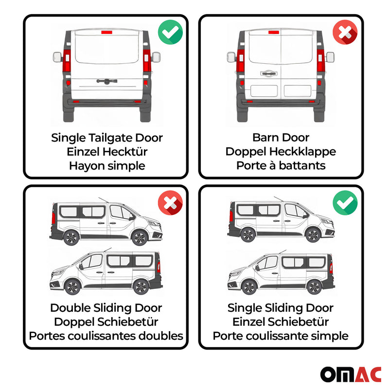 Side Curtain Behind Driver 1x Sliding Door 1x Tailgate 1x for VW Vanagon 80-91